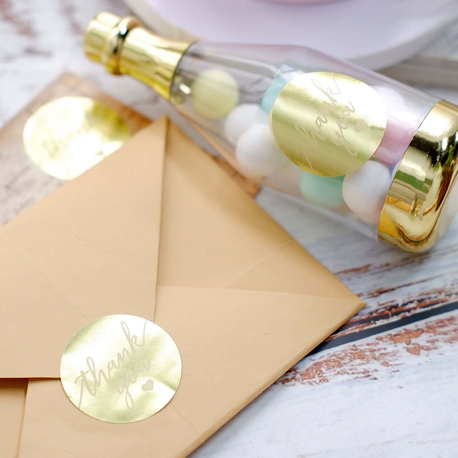 500Pcs 1.5 Thank You Gold With White Text Sticker Rolls, Labels and Seals For DIY Envelope - Round