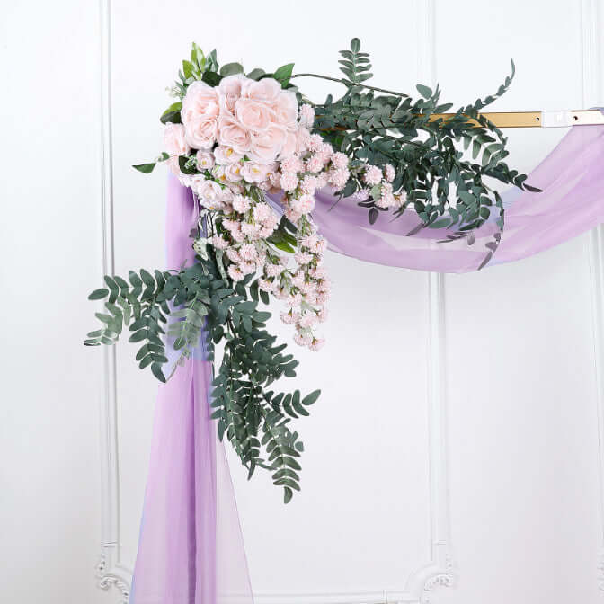 18ft Lavender Lilac Rose Sheer Organza Wedding Arch Drapery Fabric, Window Scarf Valance