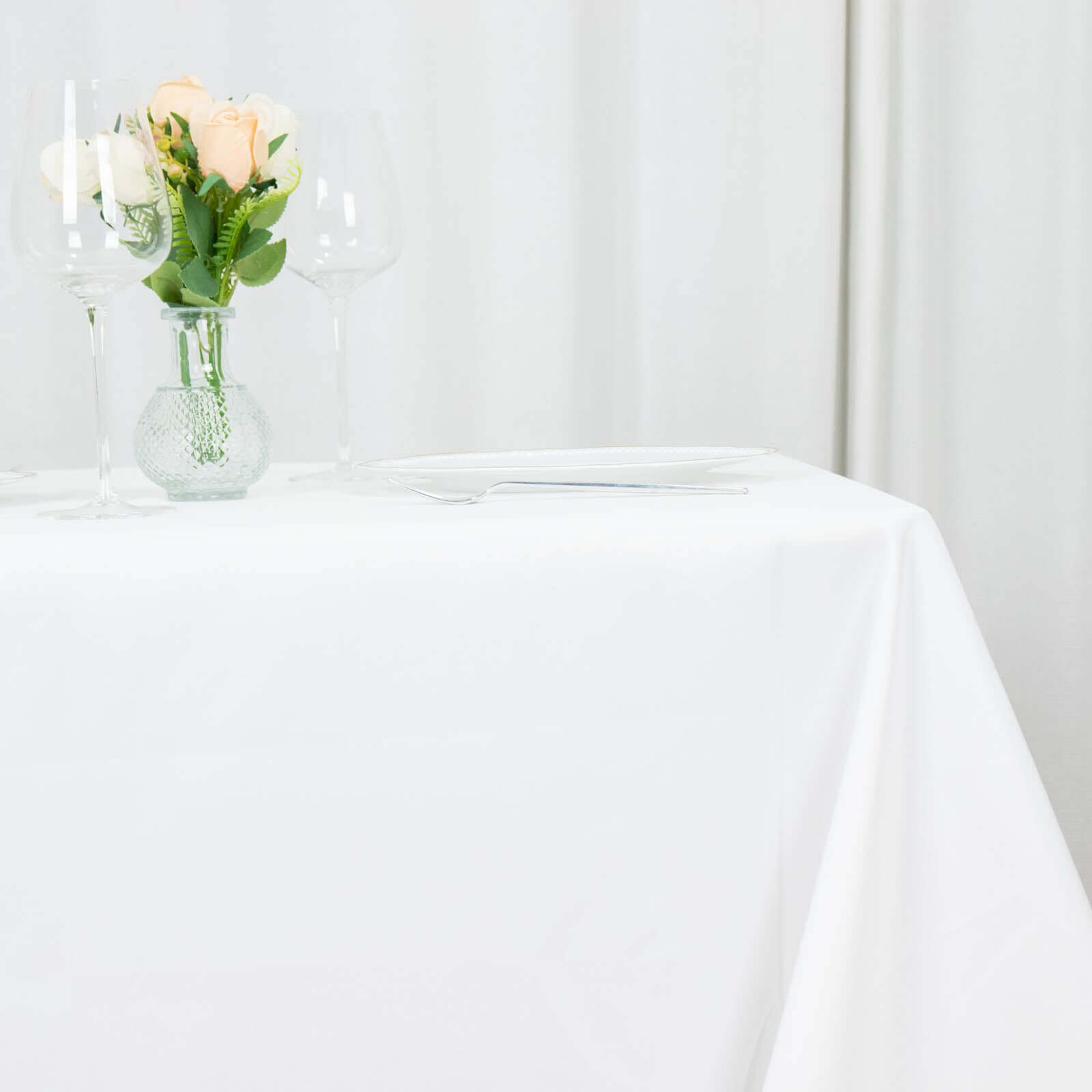 Premium Polyester 90x90 Table Overlay Square Tablecloth White 220GSM Wrinkle-Resistant Table Cover Stylish Gatherings