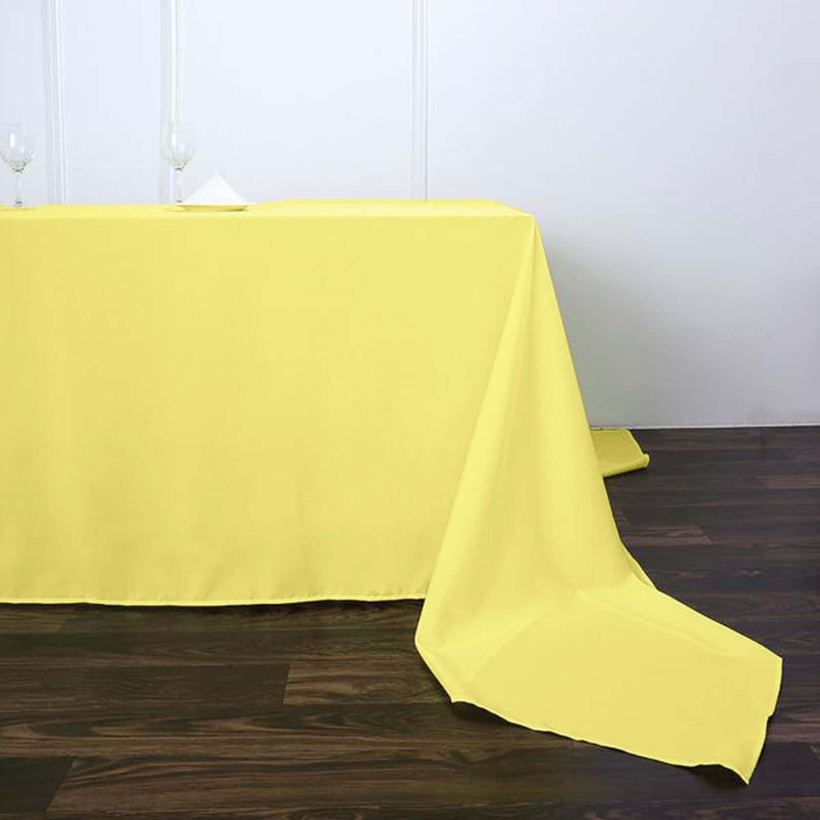 Polyester 90x156 Rectangle Tablecloth Yellow - Seamless Wrinkle-Resistant Table Cover