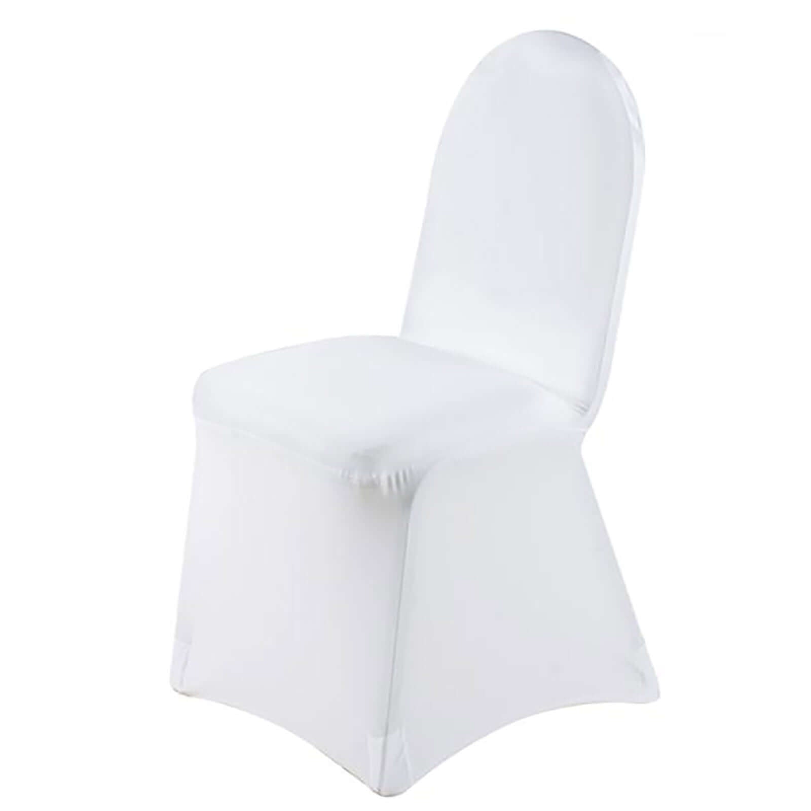 Premium Spandex Chair Cover with Foot Pockets for Banquet Chairs White - Stylish Stretch 220GSM Fitted Slipcover for Weddings