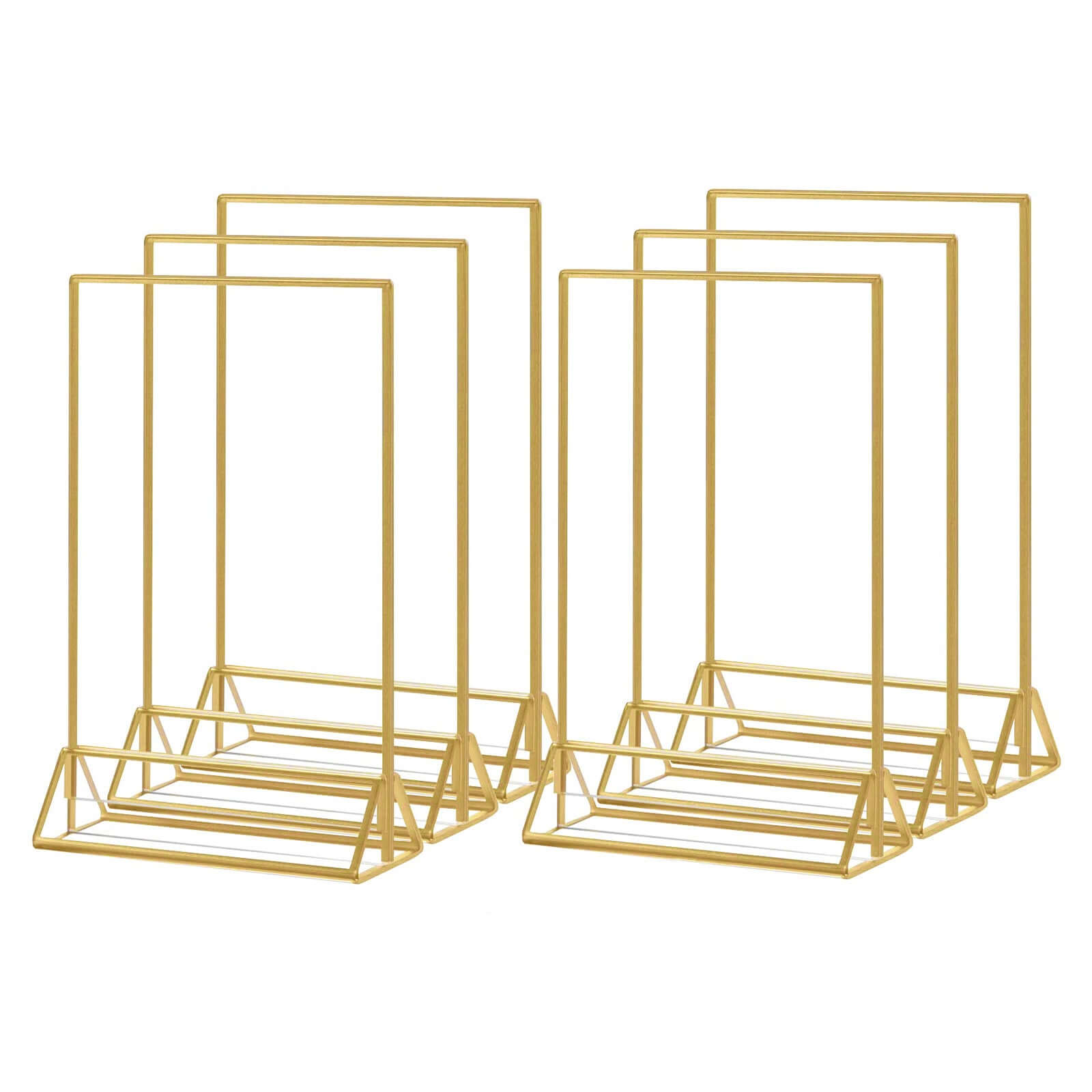 6-Pack Gold Frame Acrylic Table Sign Holders Double-Sided Display for Numbers and Menus - Perfect for Weddings 5x9