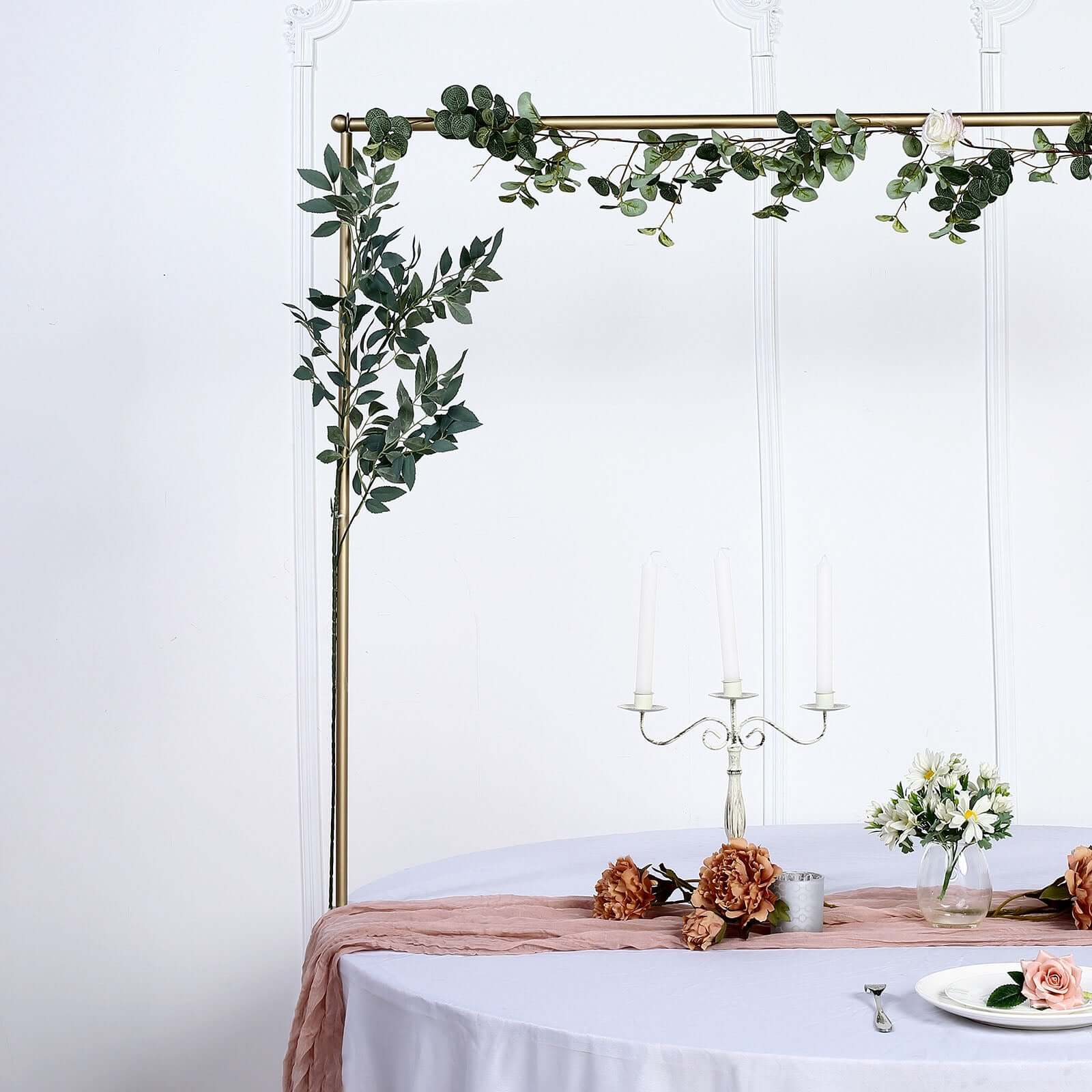 Over The Table Metal Rod Stand with Clamps Gold - Sturdy Adjustable Table Flower Arch Balloon Backdrop Frame Stand for Exquisite Event Setup & Decor 42