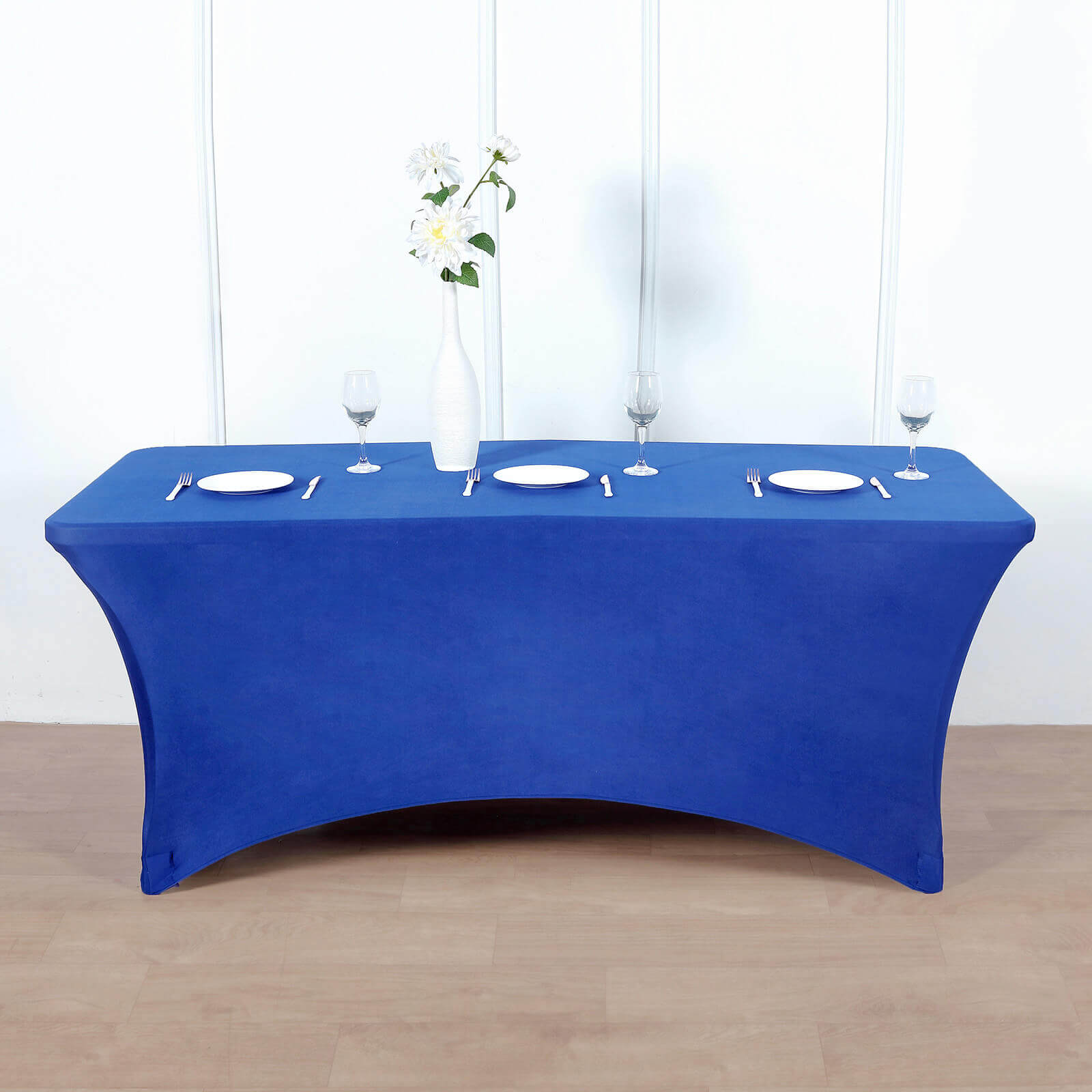 Stretch Spandex 96x30 Rectangle Table Cover Royal Blue - Durable Form-Fitting Tablecloth