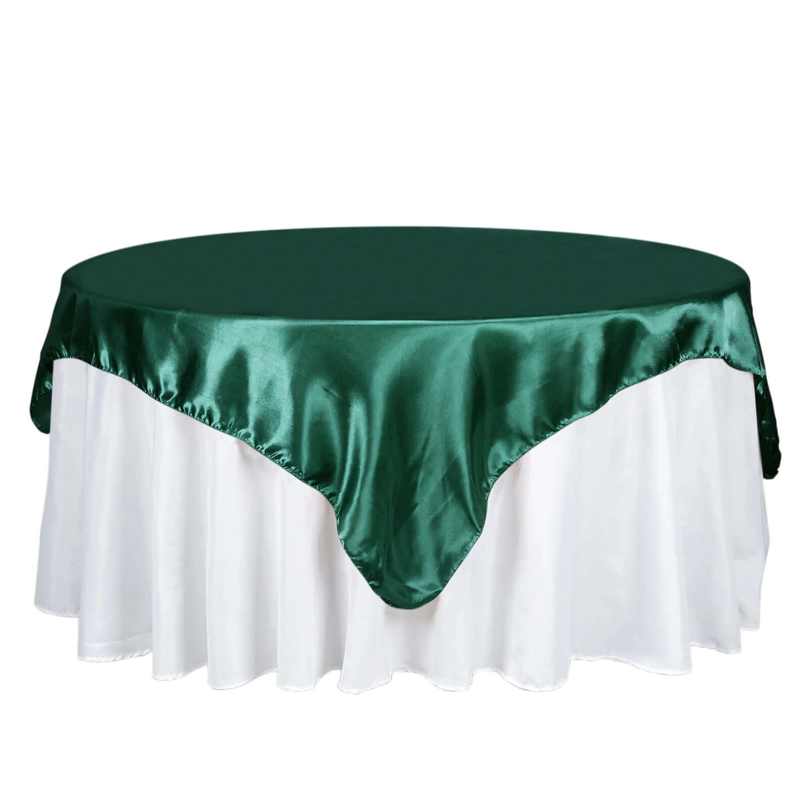 Satin 72x72 Table Overlay Square Tablecloth Hunter Emerald Green - Smooth Finish Table Cover