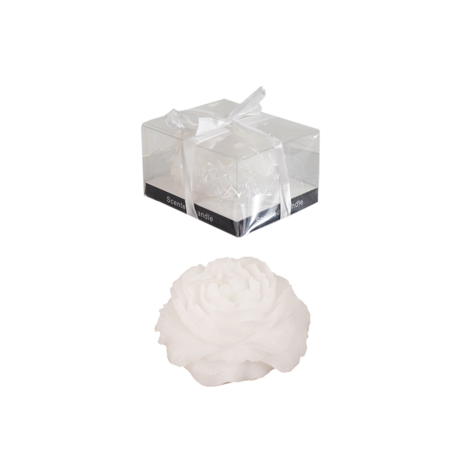 5-Pack Scented Candles Floating Peony Flower Design White Wax - Decorative Party Favors with Individual Gift Boxes & Ribbons 3