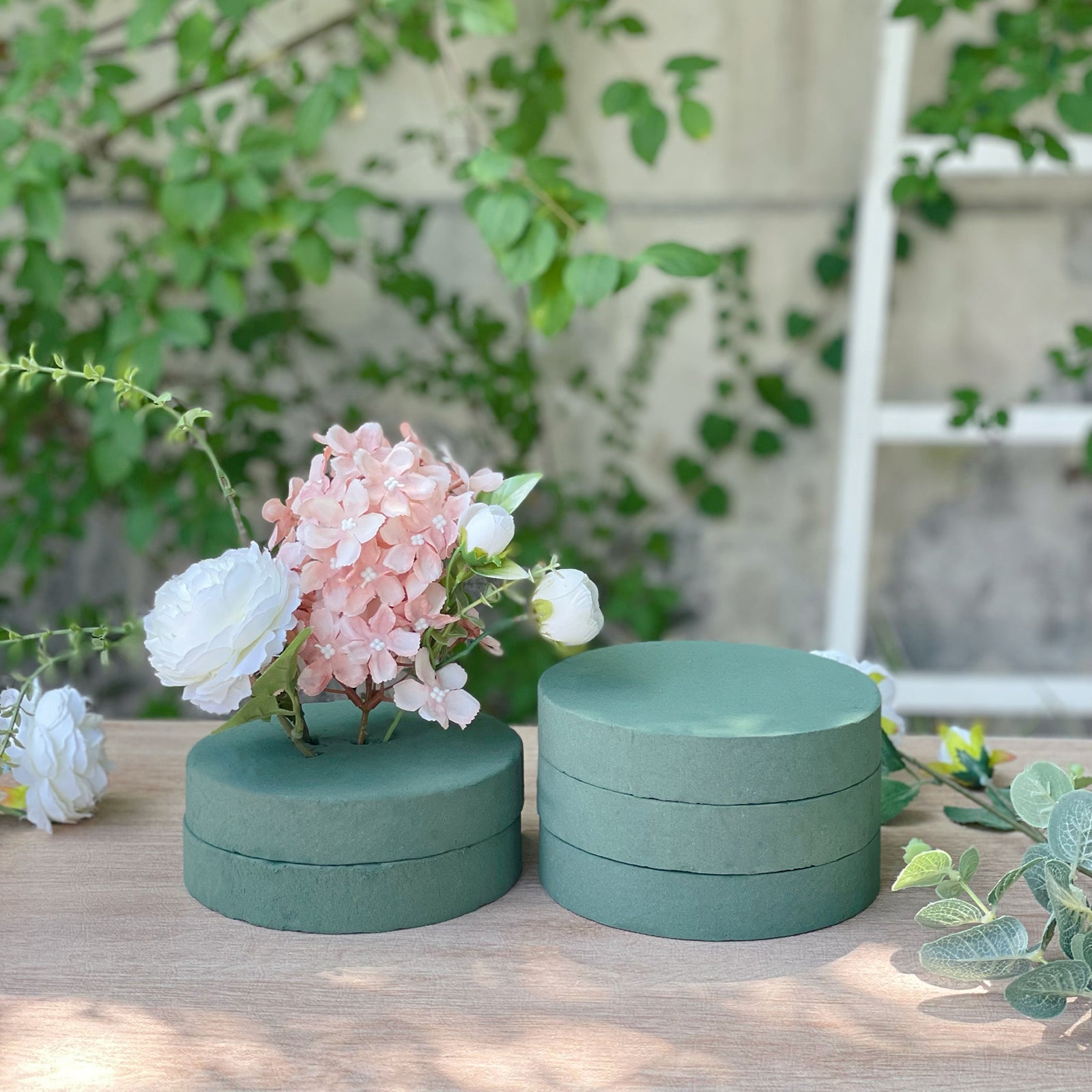 6 Pack Green Large Floral Foam Blocks for Artificial Flowers, 6 Round Wet Styrofoam Bricks Artificial Flower Arrangement Craft Supplies