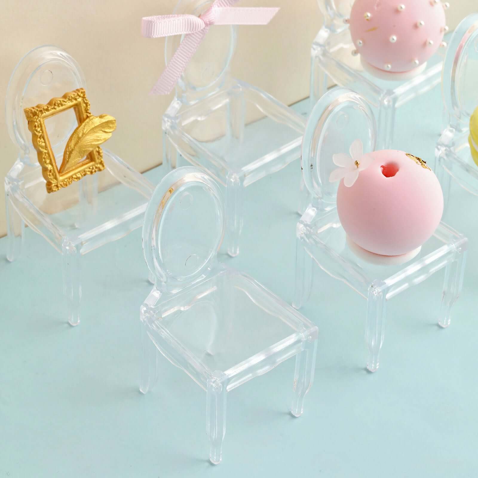 12 Pack 4 Clear Plastic Mini Ghost Chair Party Favor Gift Holders, Candy Treat Display Stands