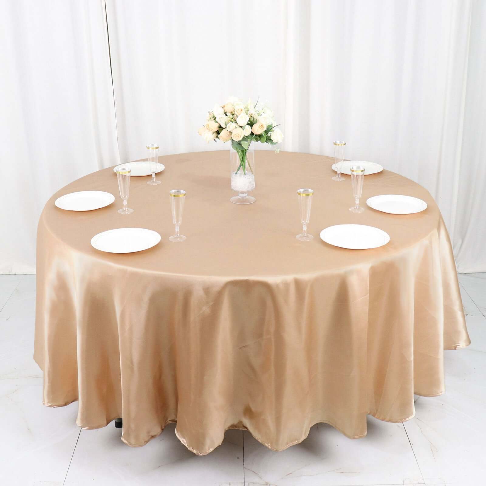 Satin 108 Round Tablecloth Nude - Smooth and Lustrous Table Cover