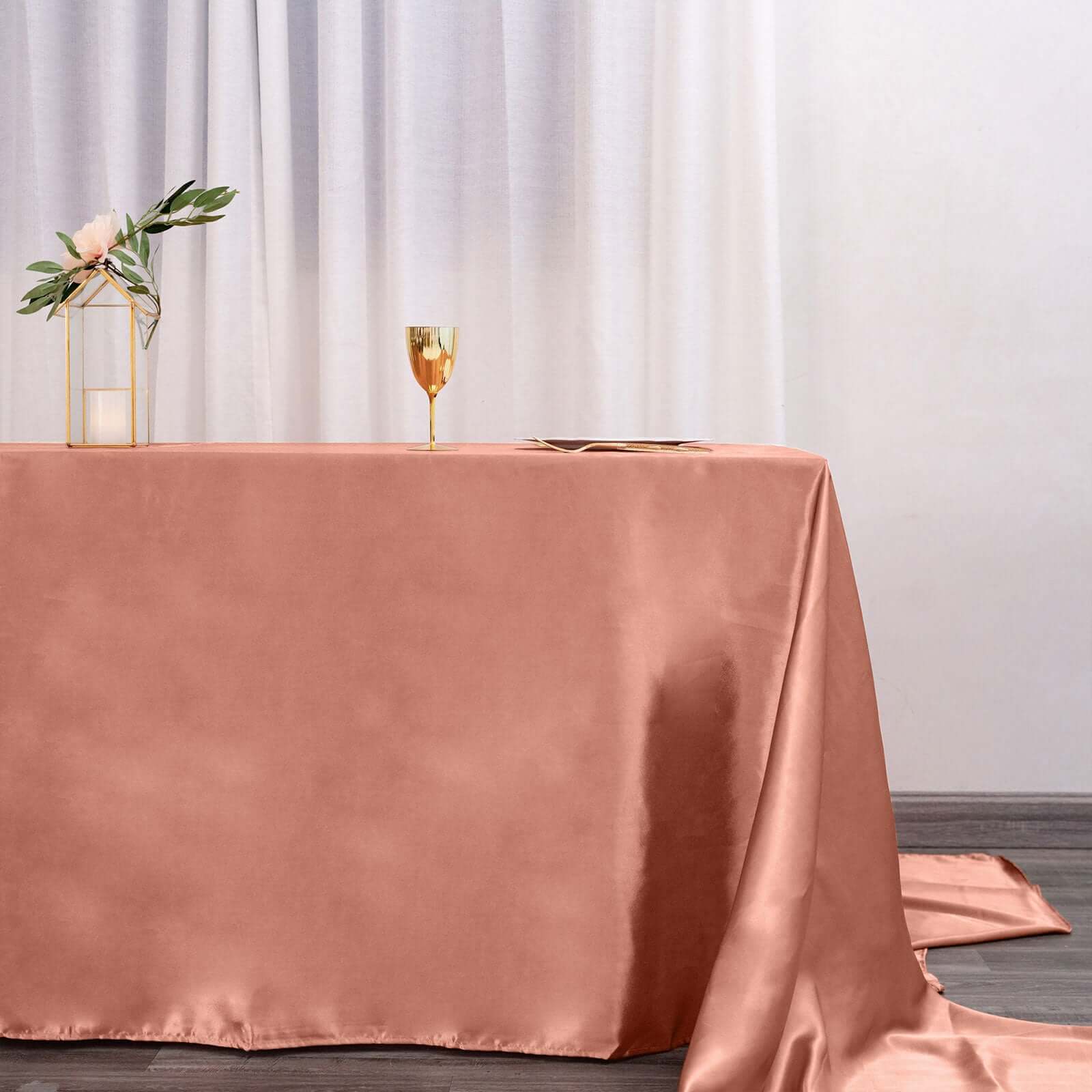 Satin Rectangular 90x156 Tablecloth Terracotta (Rust) - Seamless Table Cover