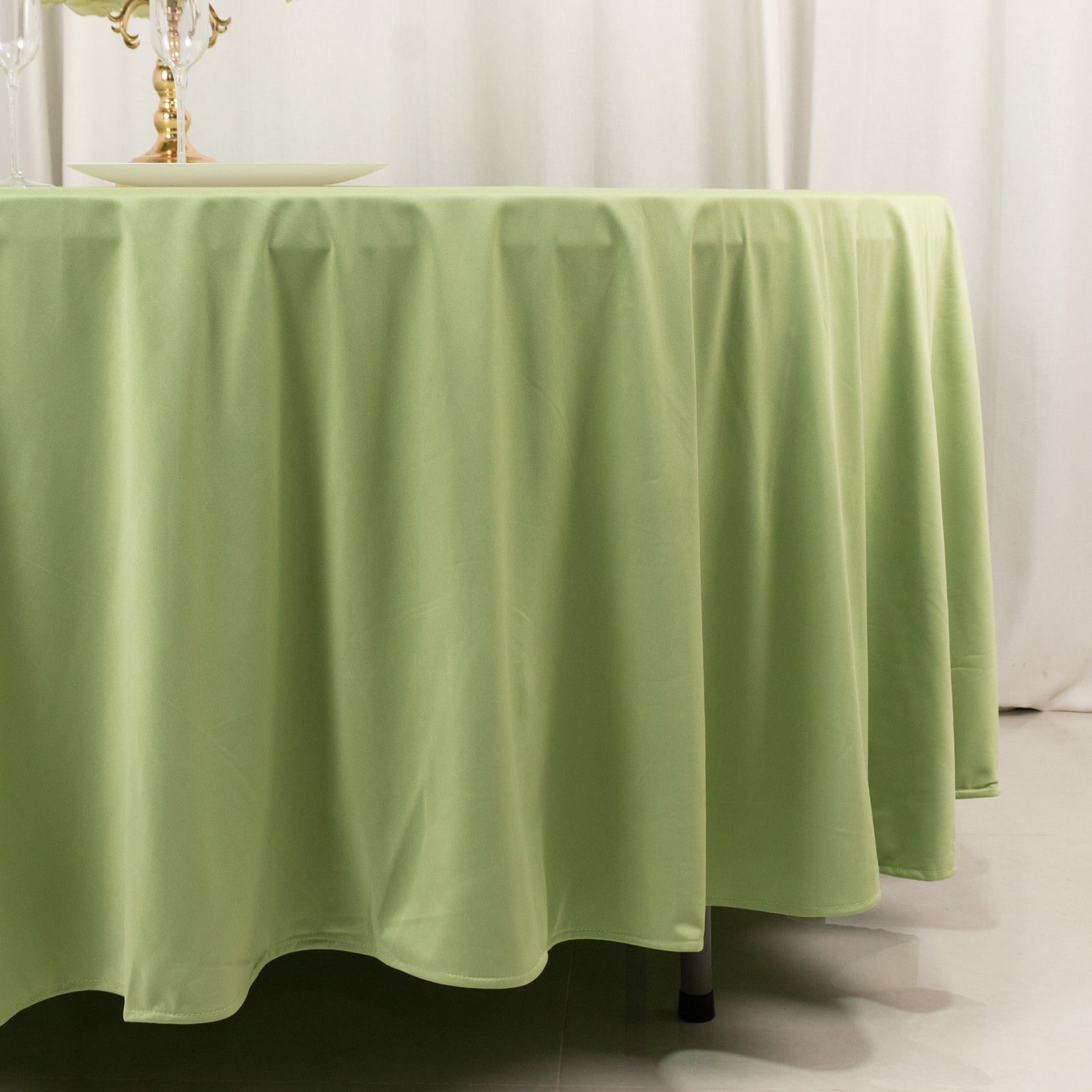 Premium Scuba Round 108 Tablecloth Sage Green - Wrinkle Free & Stain Resistant Table Cover