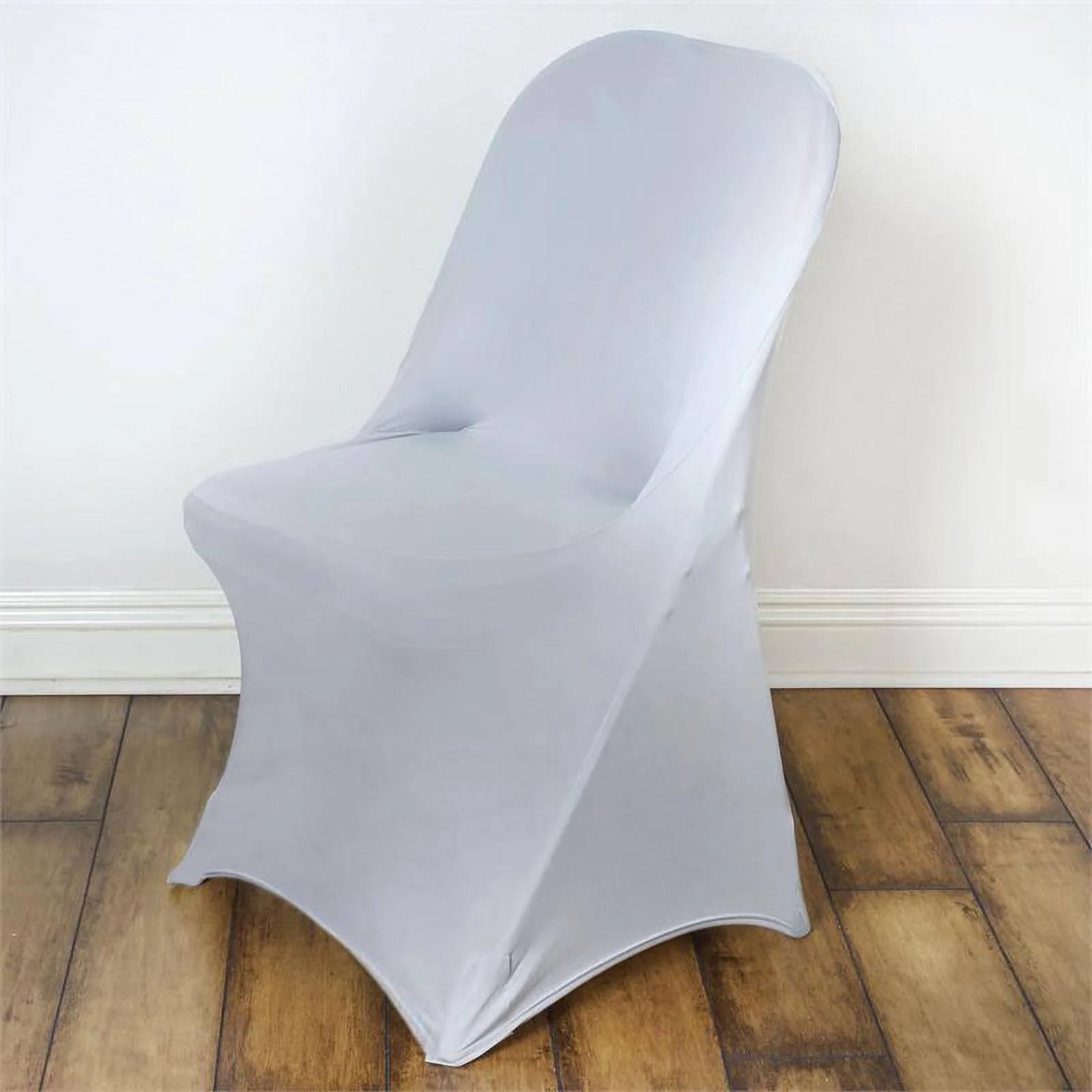 10 Pack Stretch Spandex Chair Covers Silver for Folding Chairs - Durable 160GSM Fitted Slipcovers