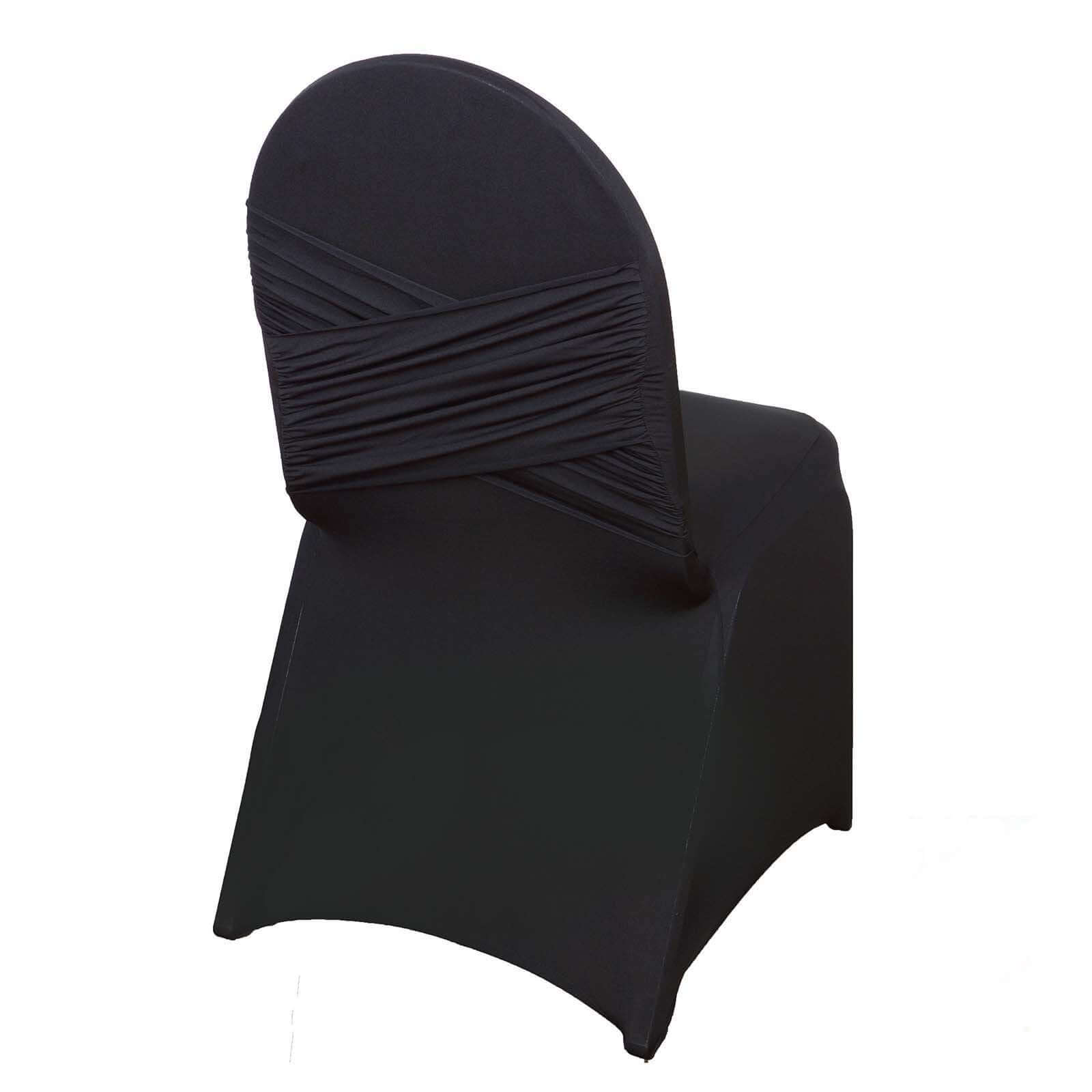 Spandex Chair Cover Madrid Style for Banquet Chairs Black - Stylish Stretch 180GSM Fitted Slipcover