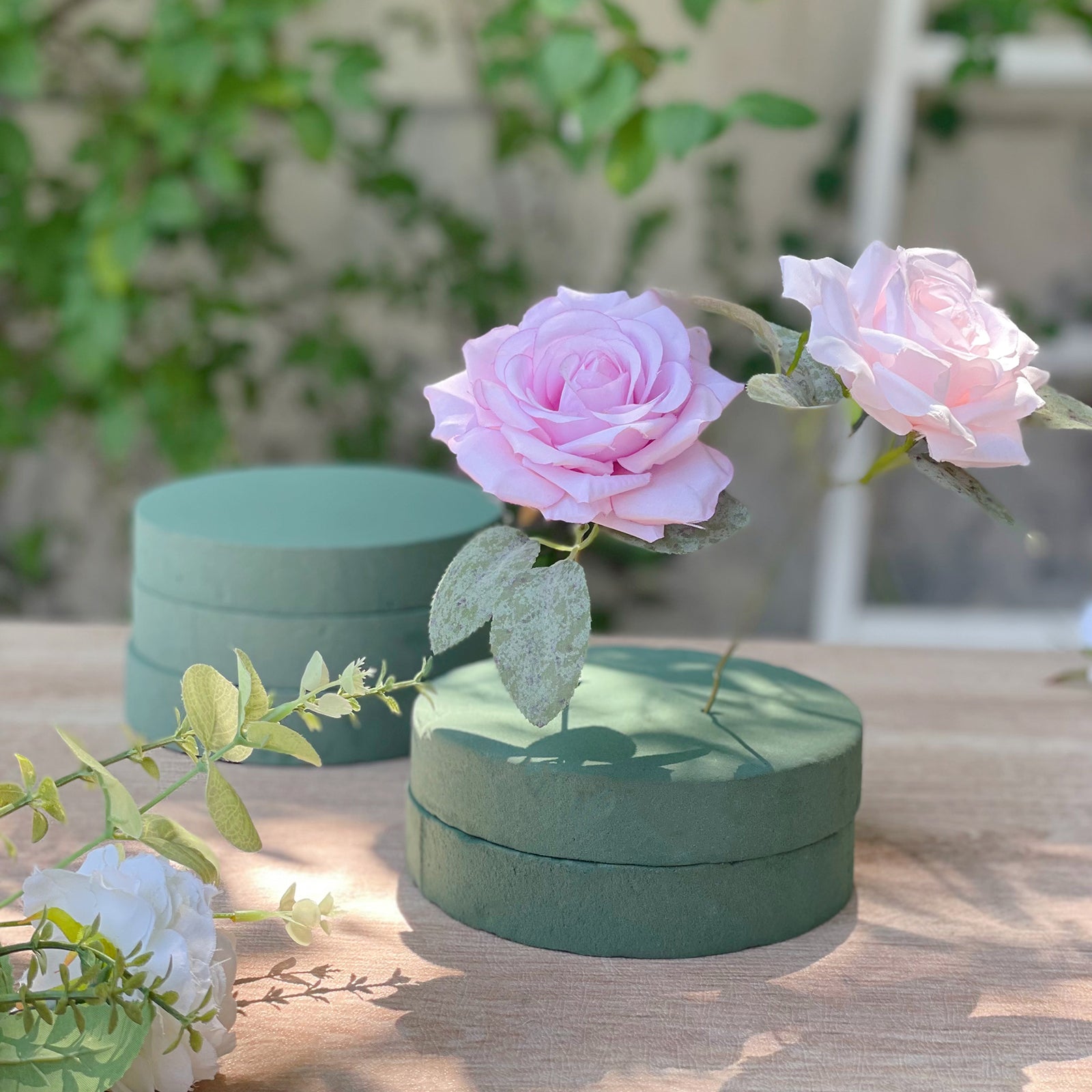 6 Pack Green Large Floral Foam Blocks for Artificial Flowers, 6 Round Wet Styrofoam Bricks Artificial Flower Arrangement Craft Supplies