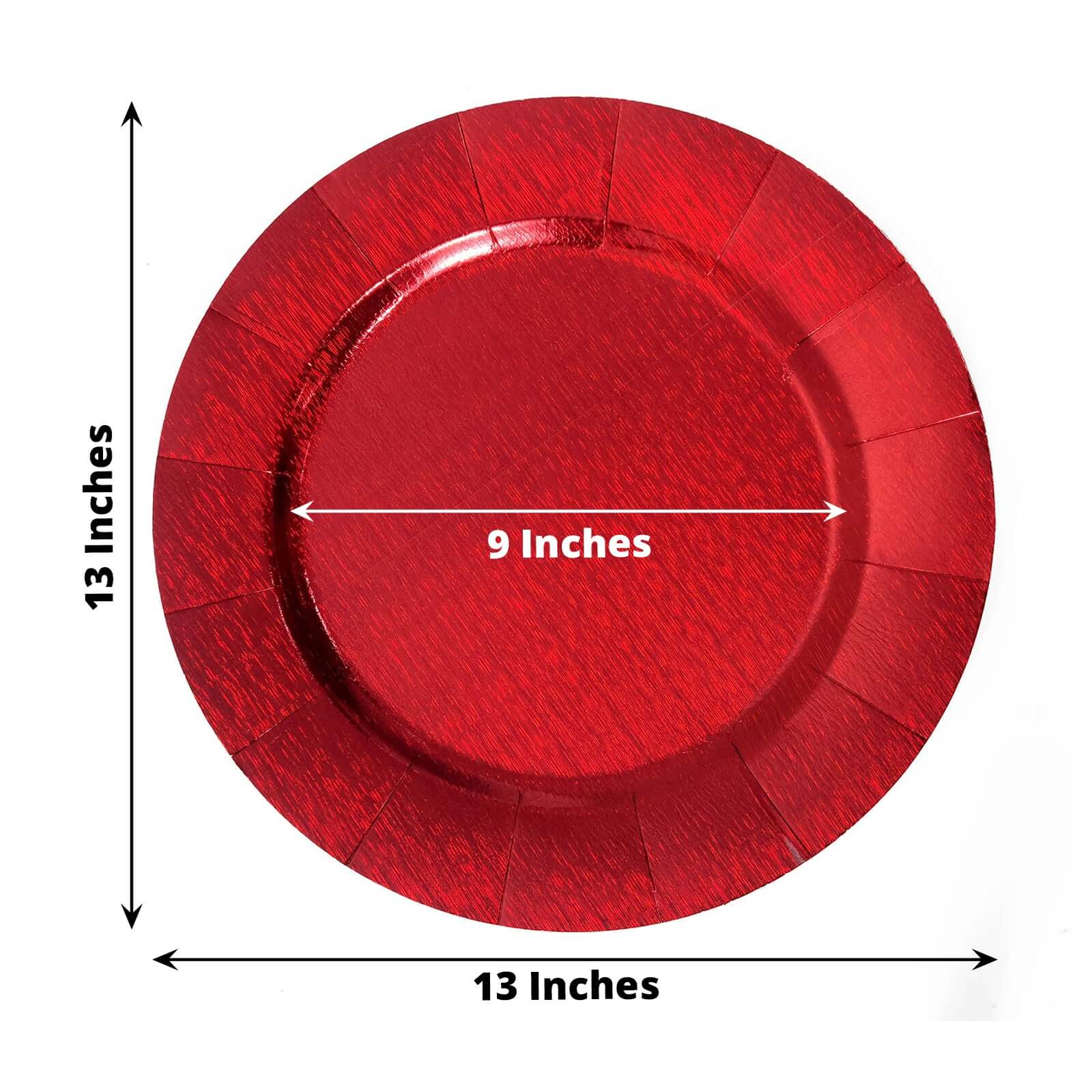 10-Pack Disposable Round Charger Plates in Red with Leathery Texture - Durable 1100GSM Cardboard Placemats 13