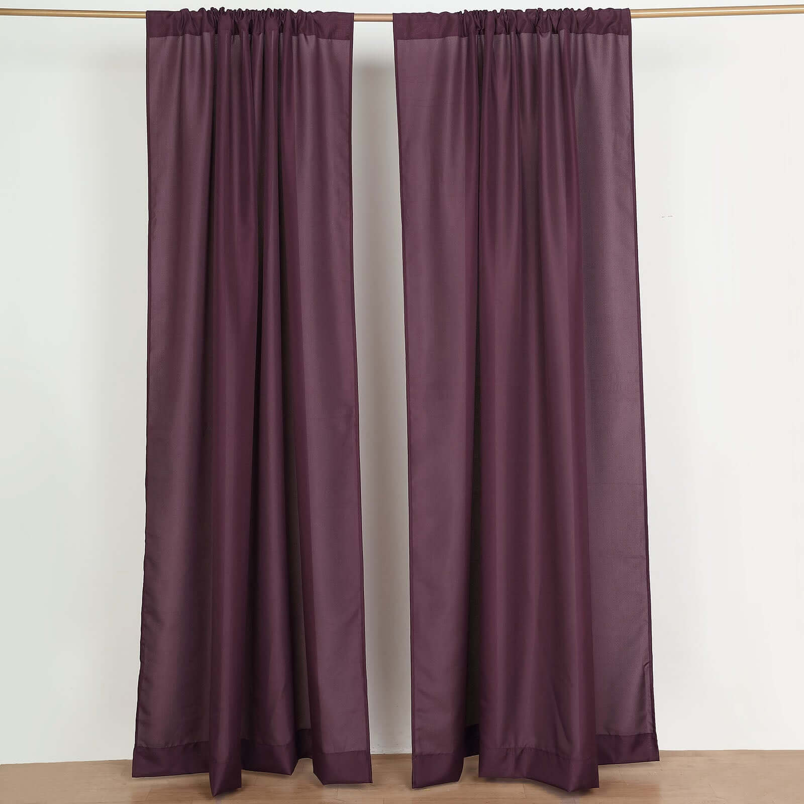 2 Pack Eggplant Polyester Event Curtain Drapes, 10ftx8ft Backdrop Event Panels With Rod Pockets 130 GSM