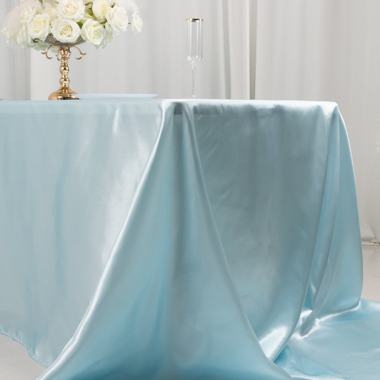 Satin Rectangular 90x156 Tablecloth Light Blue - Seamless Table Cover