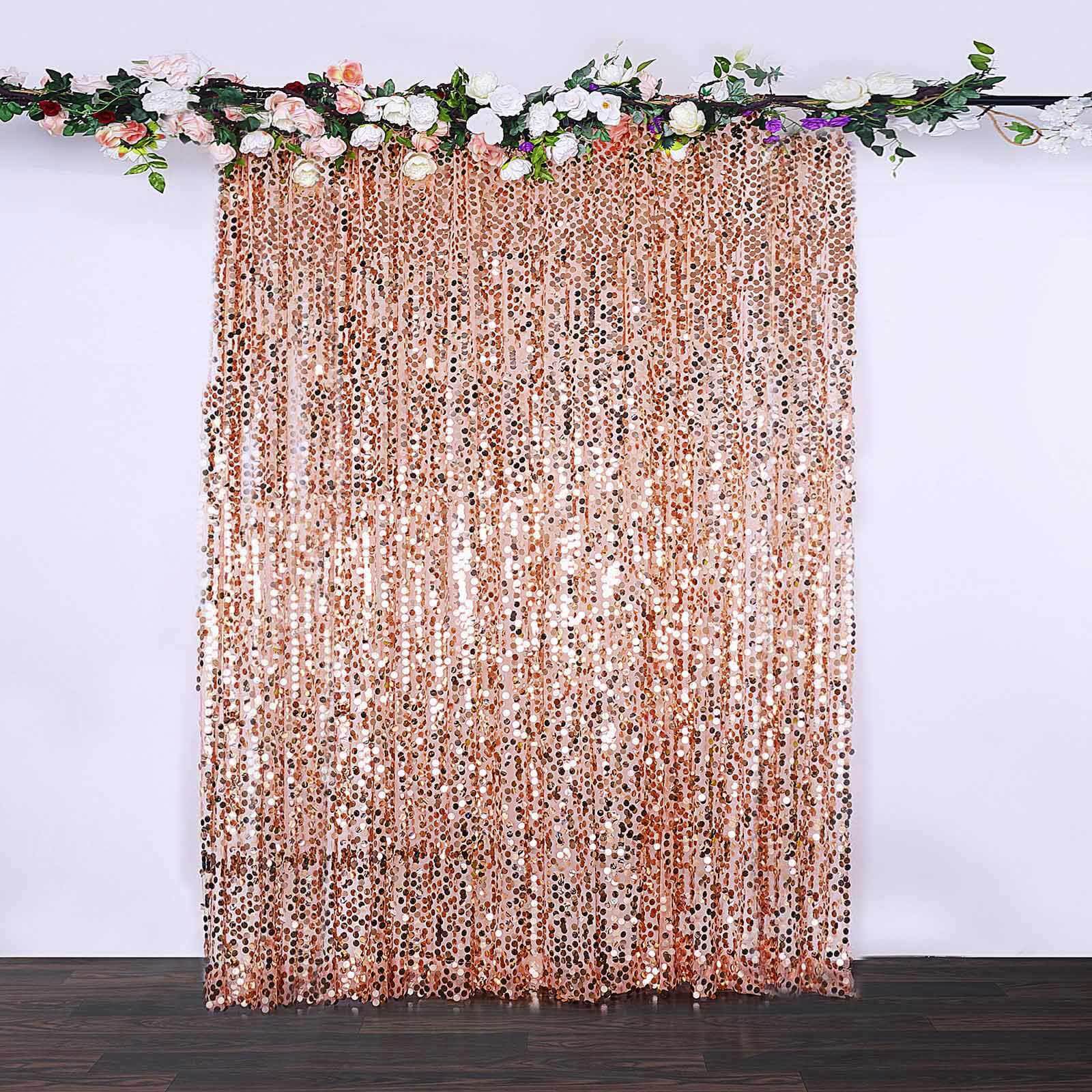 8ftx8ft Blush Big Payette Sequin Event Curtain Drapes, Backdrop Event Panel