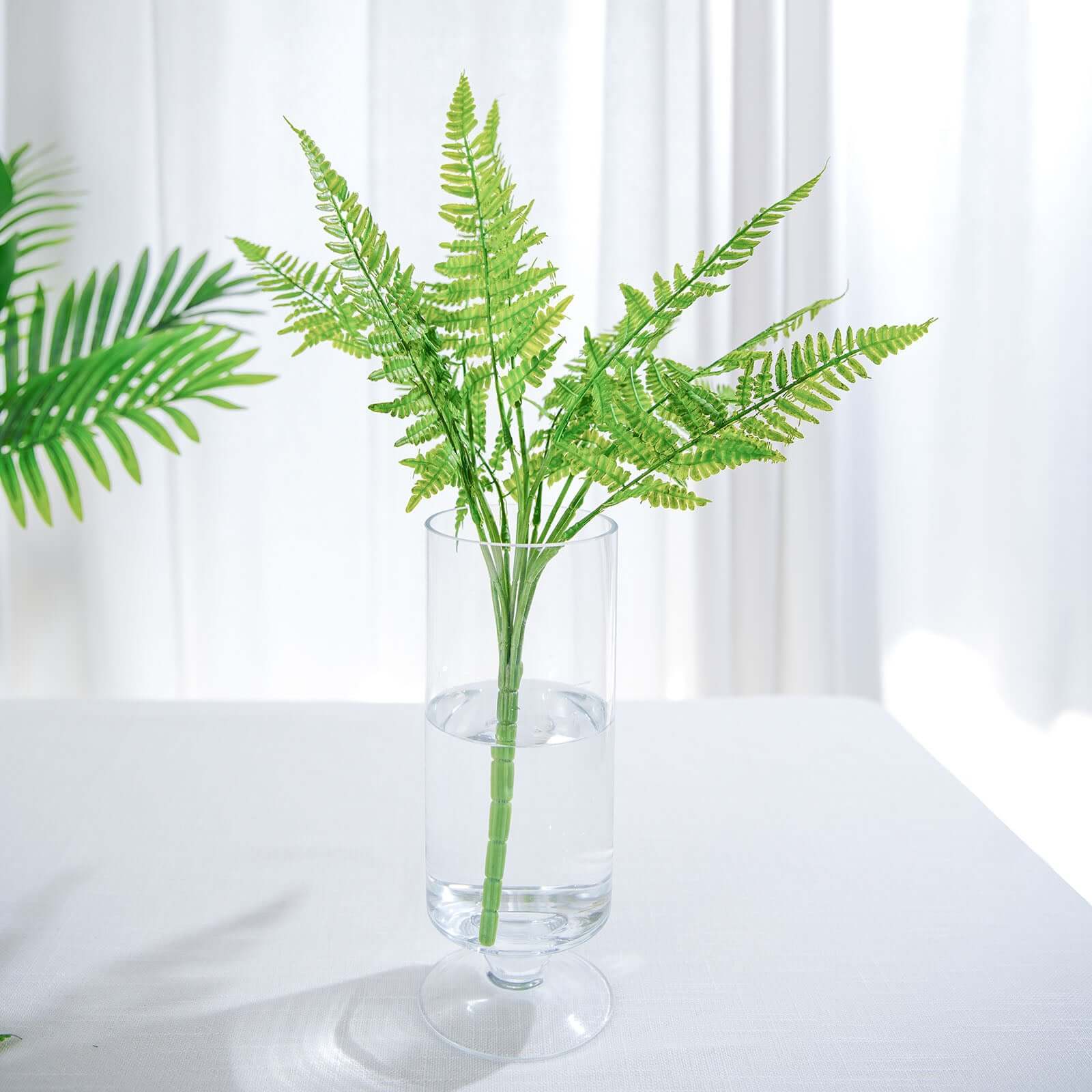 2 Stems 19 Green Artificial Boston Fern Leaf Plant Indoor Faux Spray