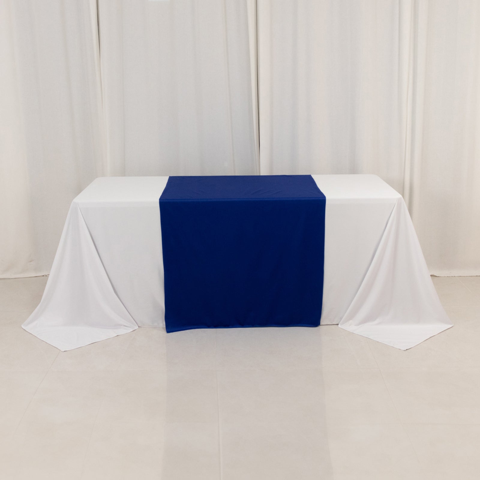 Premium Scuba Polyester 36x72 Wide Table Runner Royal Blue - Wrinkle-Free Trade Show Table Linen