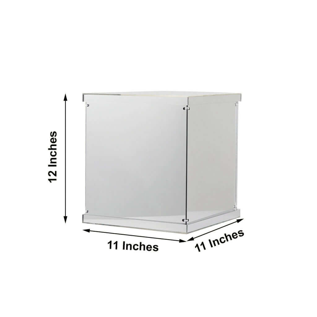 12 Silver Mirrored Acrylic Display Box, Pedestal Riser with Interchangeable Lid and Base