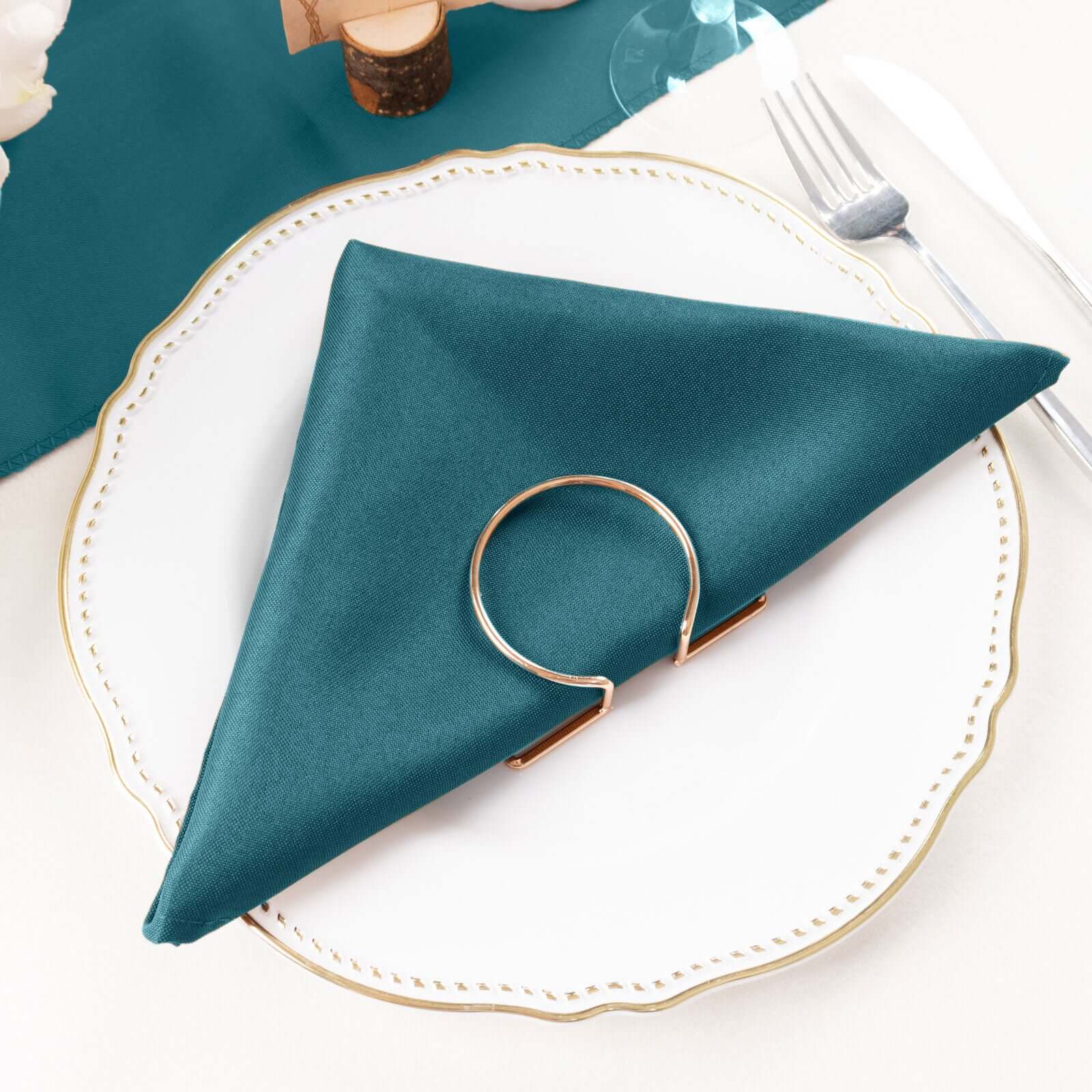 5 Pack Polyester 20x20 Napkins Peacock Teal - Wrinkle Resistant & Easy Care Cloth Napkins