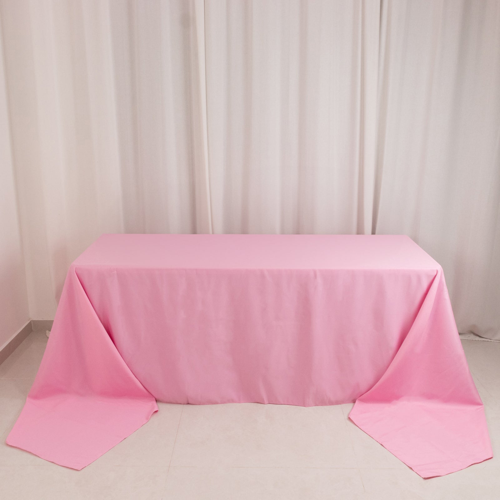 Premium Polyester 90x156 Rectangle Tablecloth Pink - Seamless 220GSM Stain-Resistant Table Cover