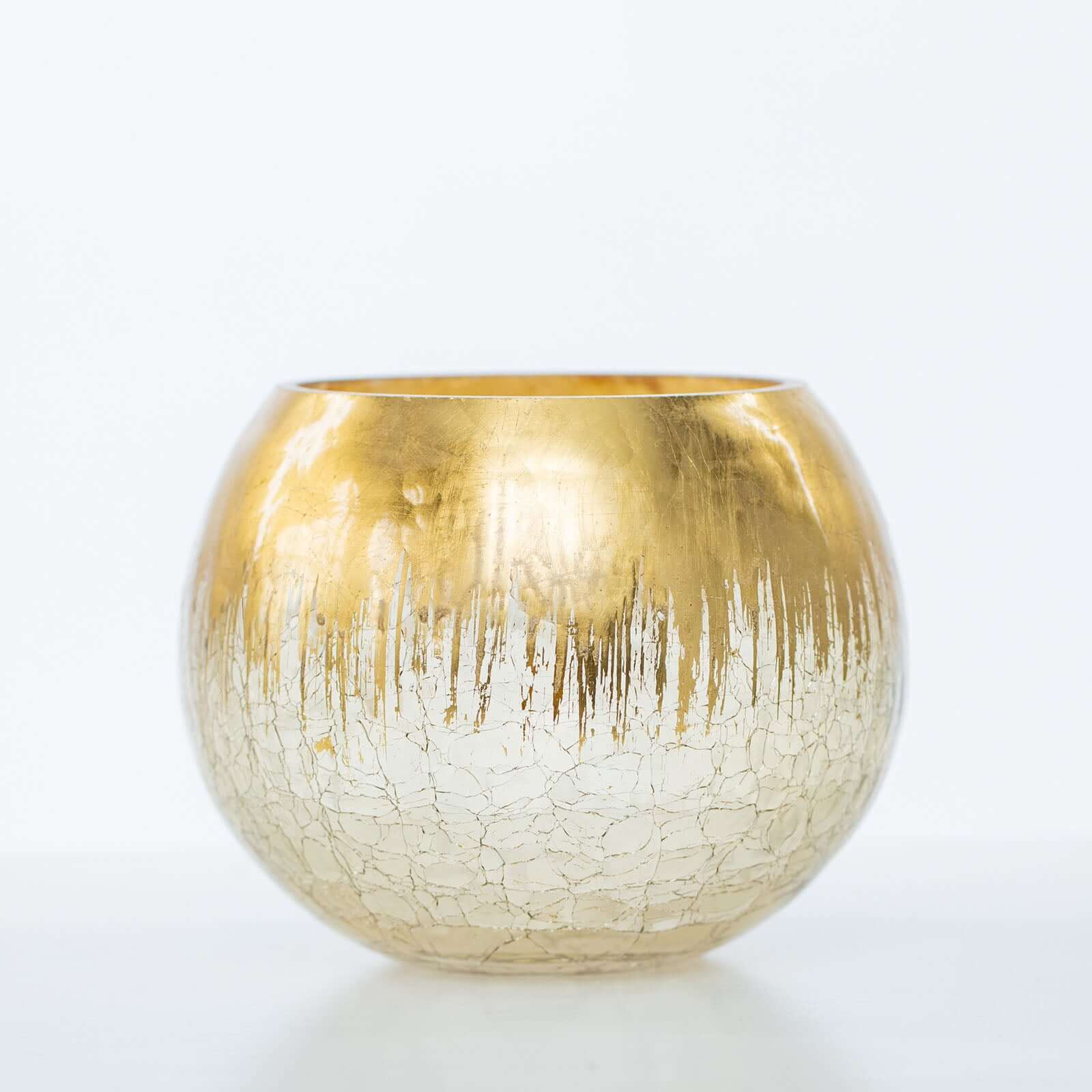 Glass Flower Vase Gold Foiled Crackle Bubble - Stylish Centerpiece for Events 4.5