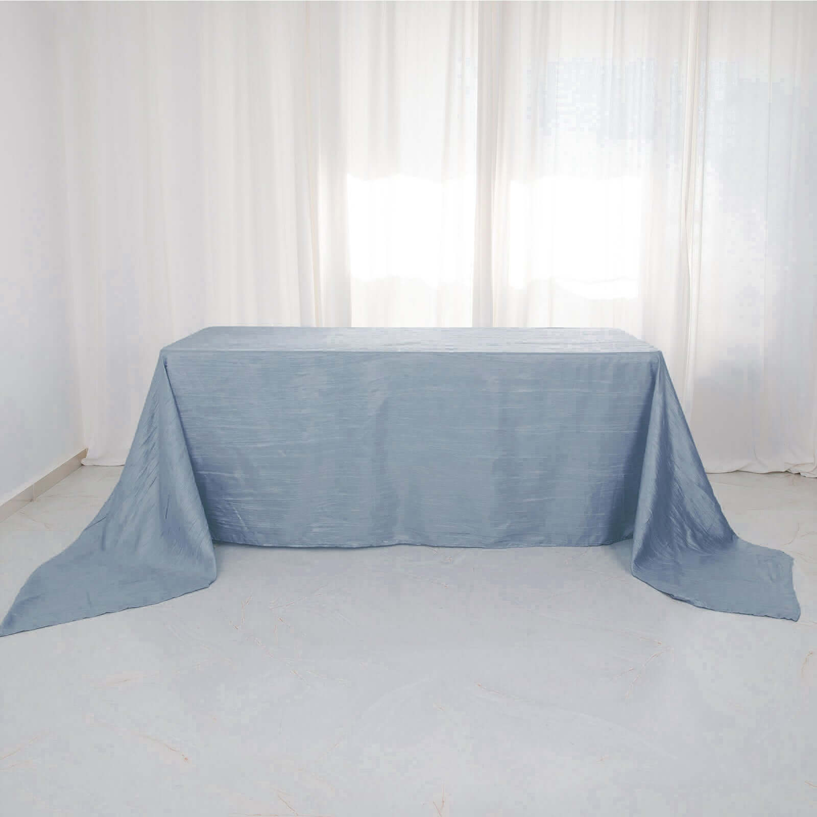 Taffeta 90x156 Rectangle Tablecloth Dusty Blue - Accordion Crinkle Seamless Table Cover