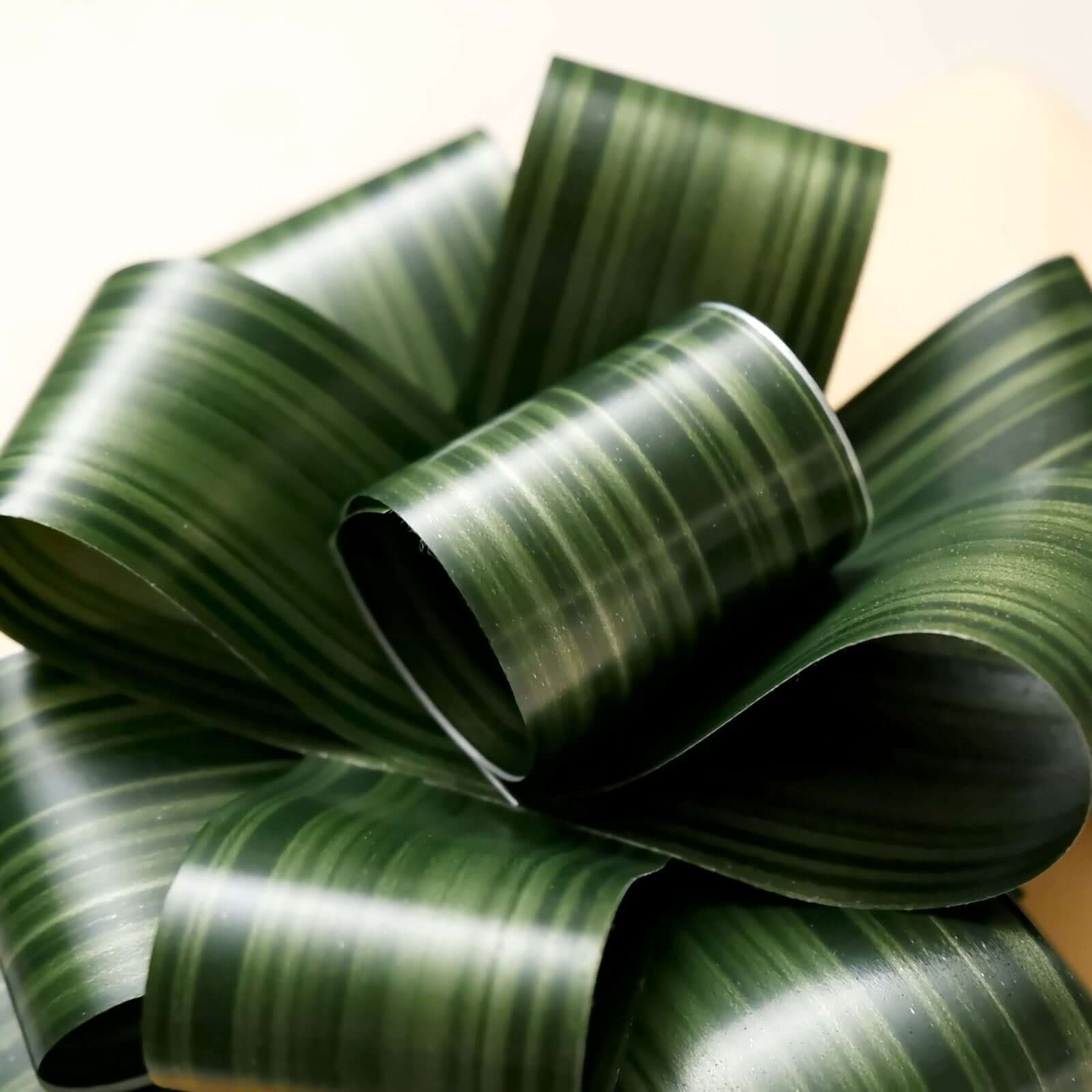 50 Yards 4 Green Ti Leaf Two Sided Floral Waterproof Satin Ribbon, DIY Bouquet Craft Supplies Wrap