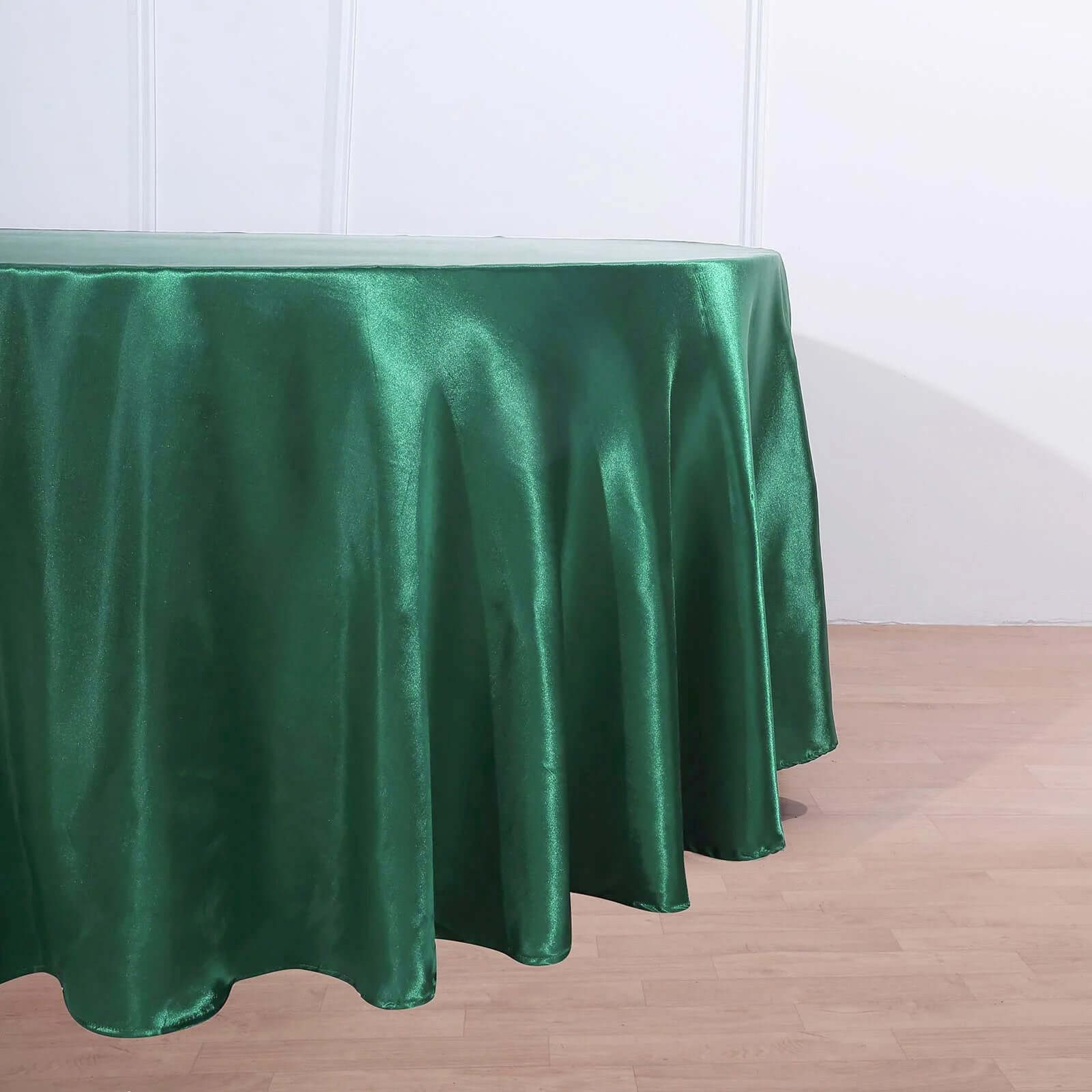 Satin 120 Round Tablecloth Hunter Emerald Green - Stylish Seamless Table Cover