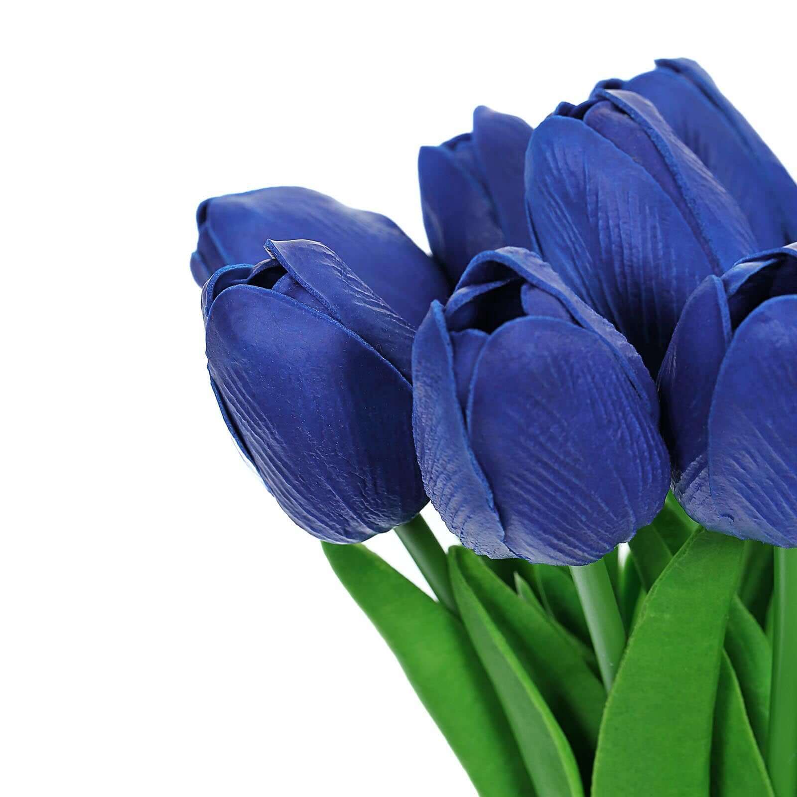 10 Stems 13 Royal Blue Real Touch Artificial Foam Tulip Flowers