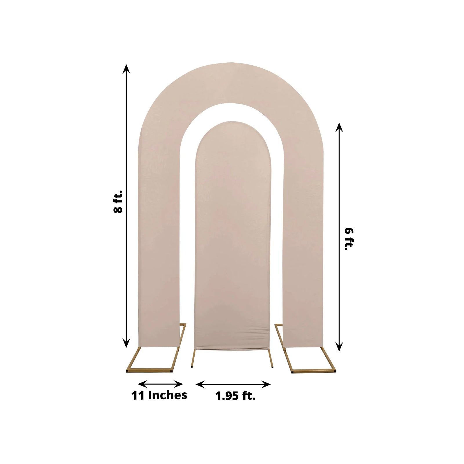 Set of 2 Nude Spandex Fitted Wedding Arch Covers for Round Top and Double Arch Chiara Backdrop Stands - 6ft,8ft