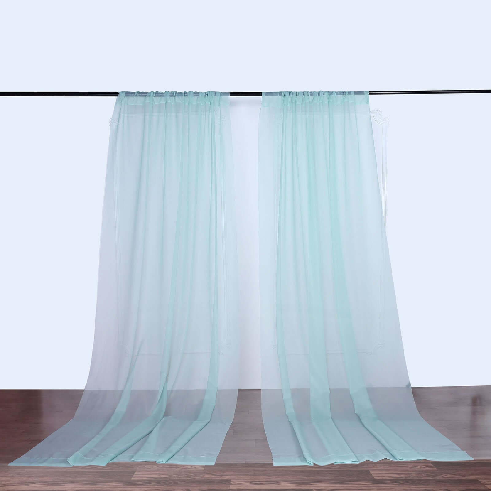 2 Pack Dusty Sage Green Sheer Chiffon Event Curtain Drapes, Durable Flame Resistant Premium Organza Backdrop Event Panels With Rod Pockets - 10ftx10ft