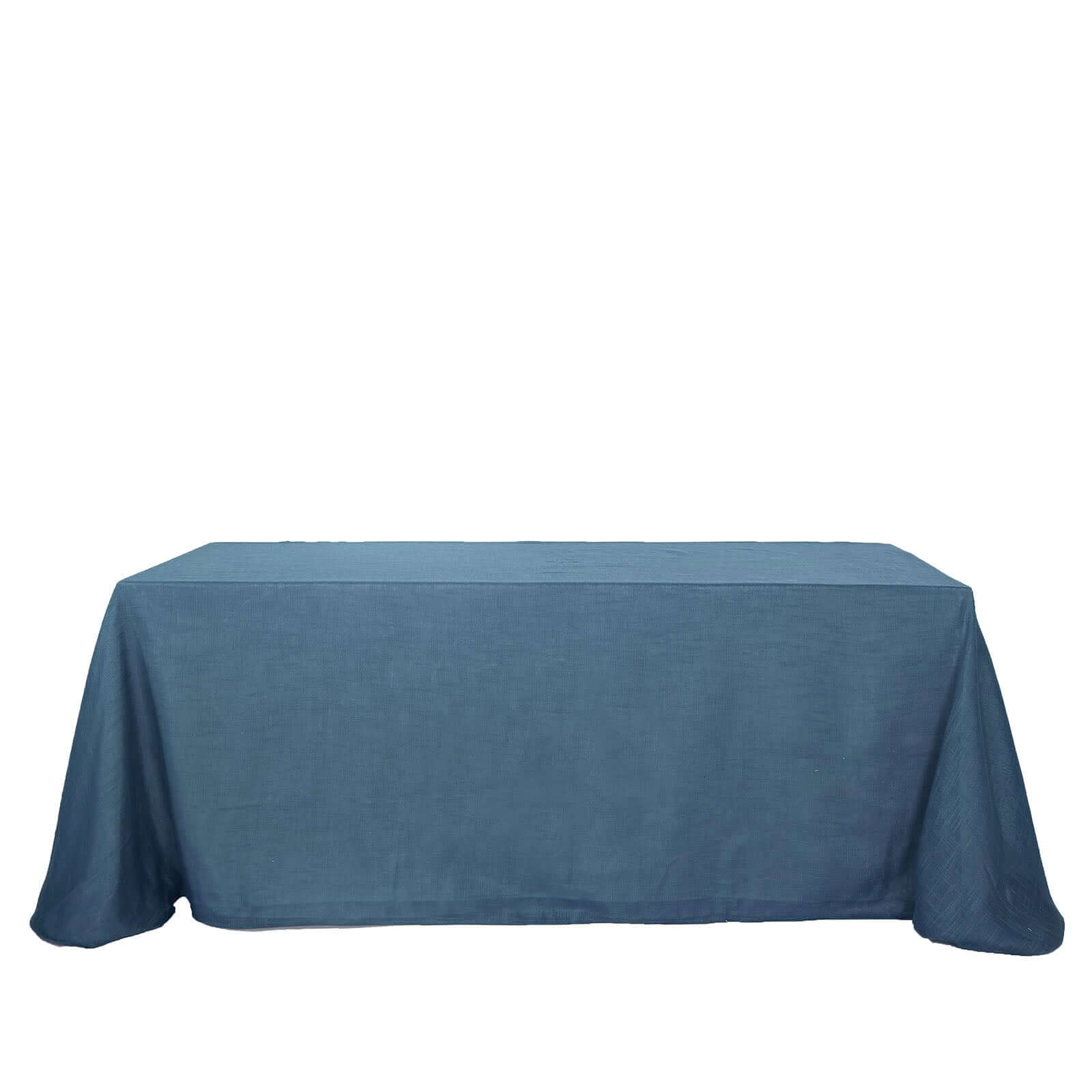 Faux Linen 90x132 Rectangular Tablecloth Blue - Slubby Texture Wrinkle-Resistant Seamless Table Cover