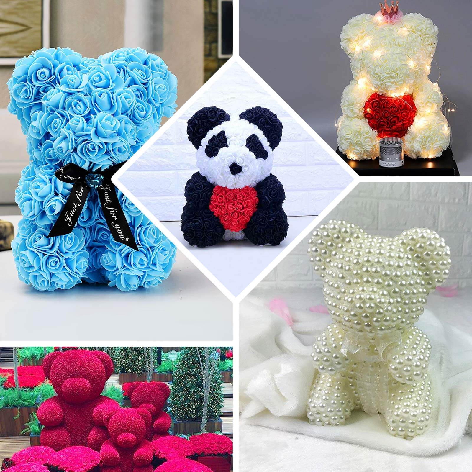 12 DIY White 3D Modeling StyroFoam Bear, Polystyrene Craft Foam Animal