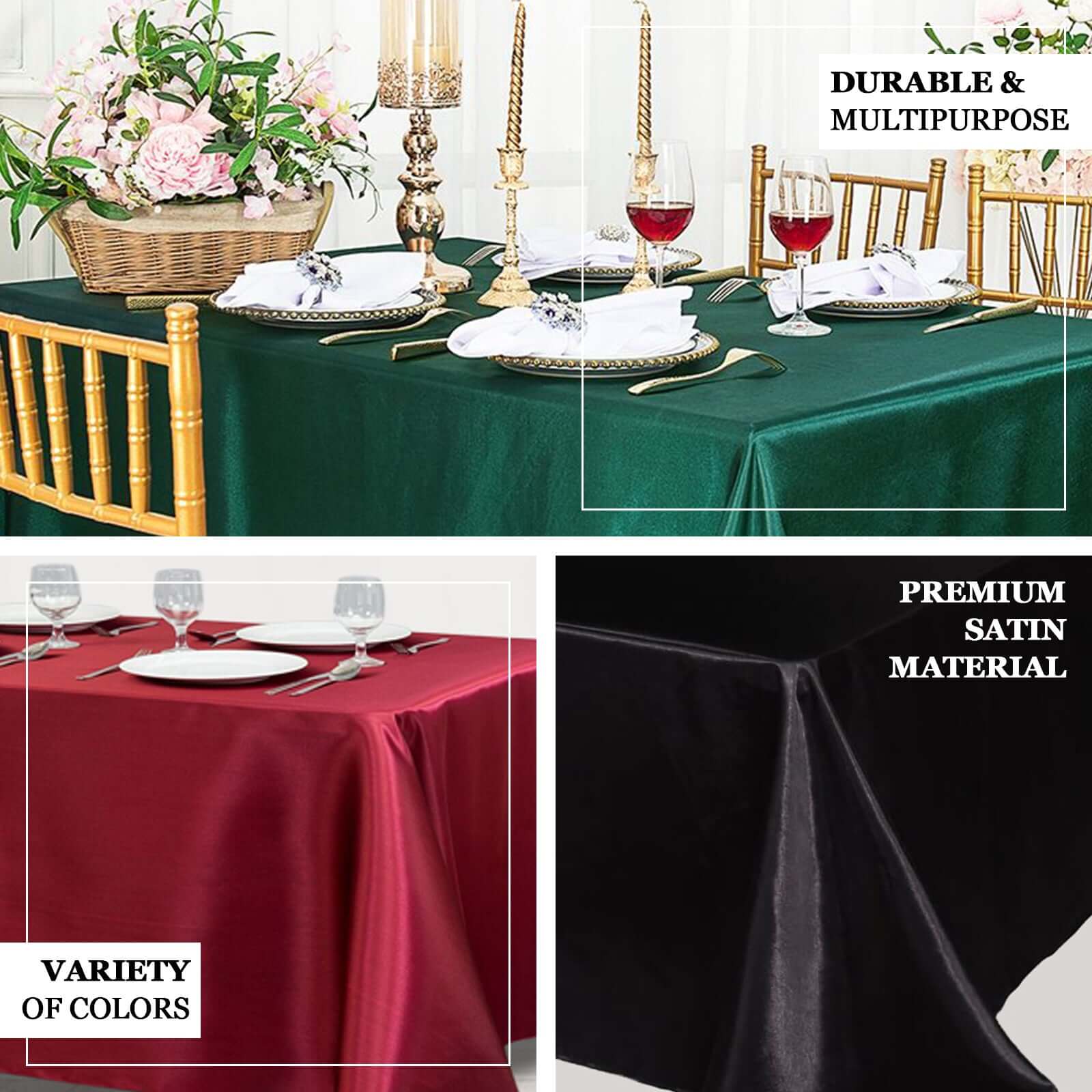 Satin Rectangular 90x156 Tablecloth Dusty Sage Green - Seamless Table Cover