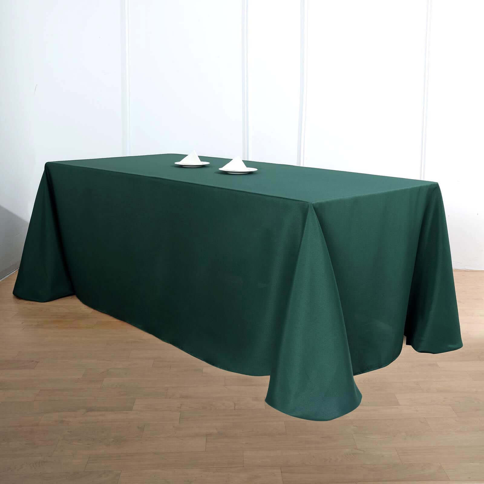 Polyester 90x132 Rectangle Tablecloth Hunter Emerald Green - Seamless Wrinkle-Resistant Table Cover