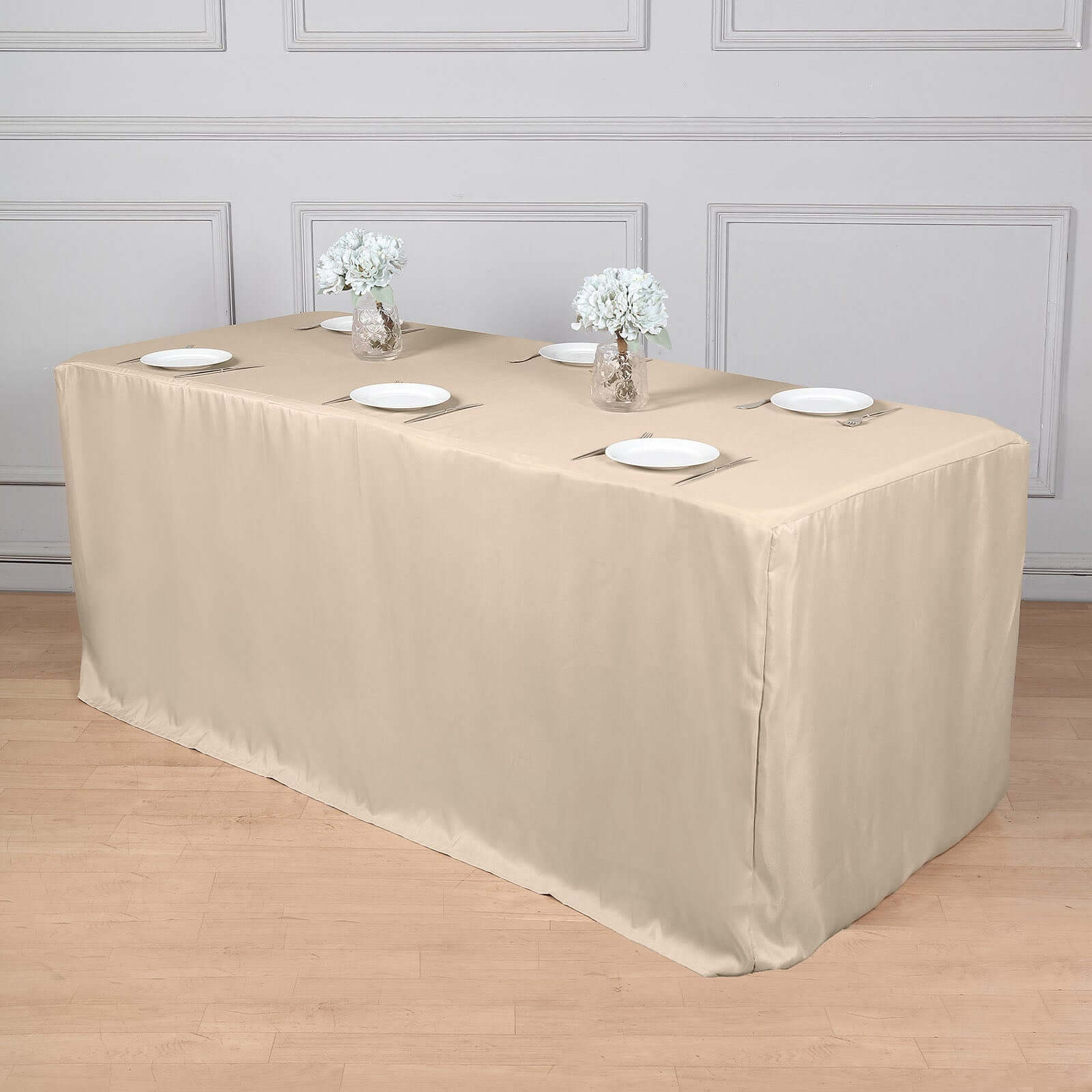 Fitted Polyester 96x30 Rectangle Tablecloth Nude - Durable and Easy to Maintain Table Cover