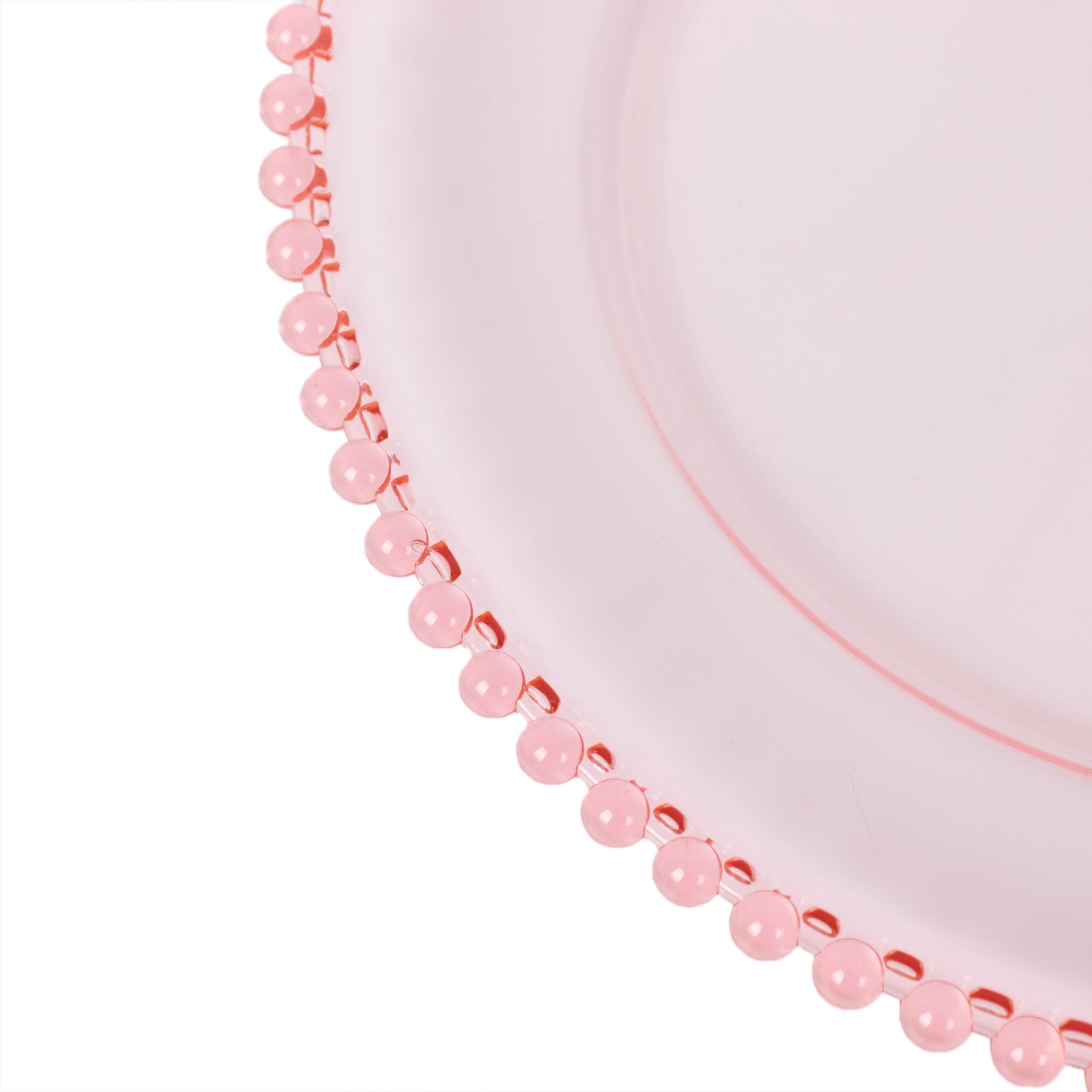 6-Pack Acrylic Round Charger Plates 13 in Transparent Blush with Beaded Rim, Decorative Dinner Party Serving Plates