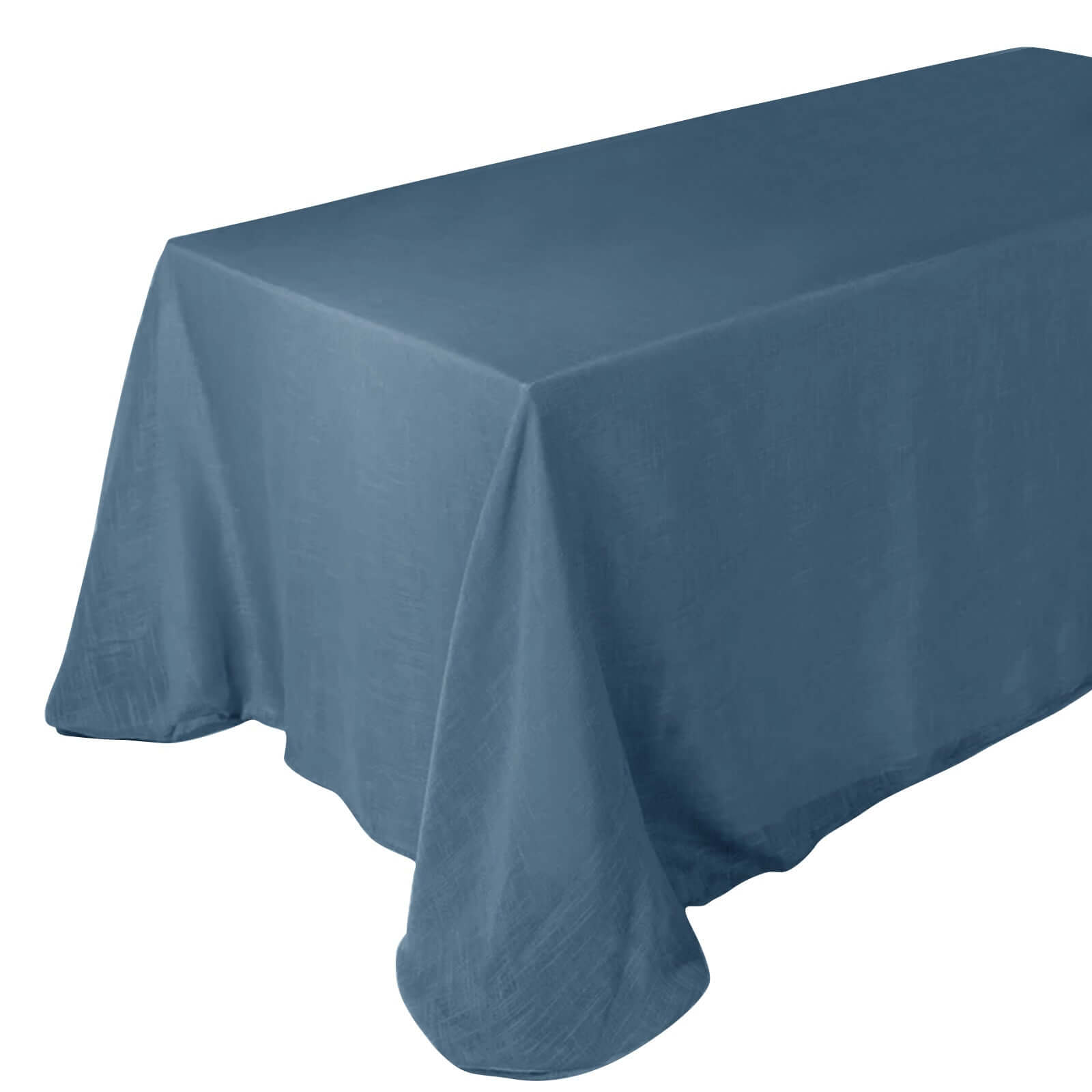 Faux Linen 90x132 Rectangular Tablecloth Blue - Slubby Texture Wrinkle-Resistant Seamless Table Cover