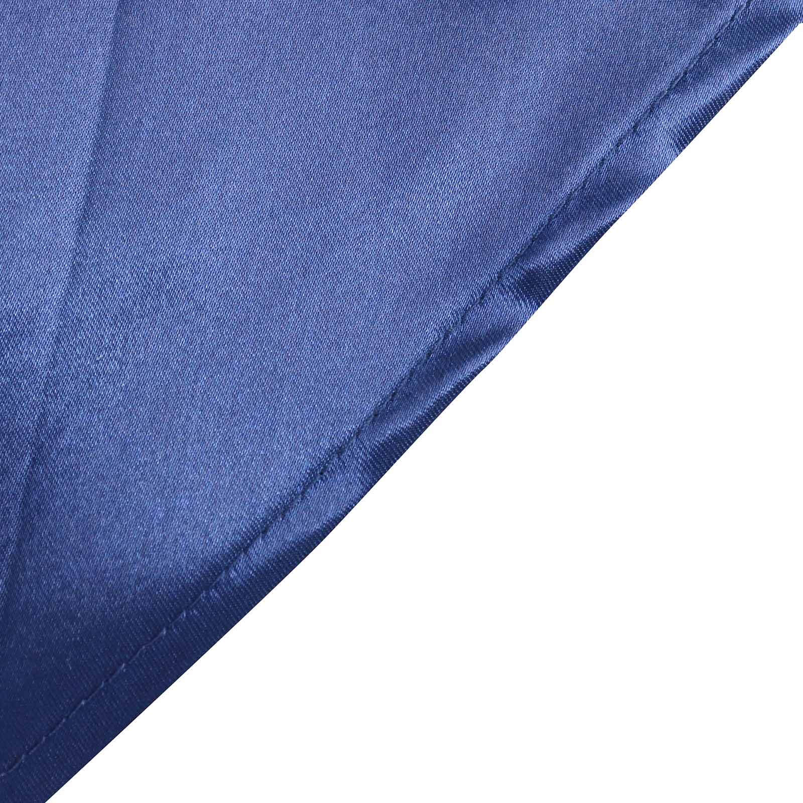 Satin 132 Round Tablecloth Navy Blue - Stylish Seamless Table Cover