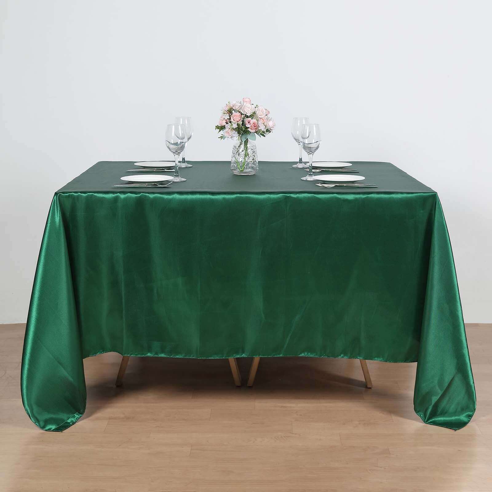 Satin 90x90 Table Overlay Square Tablecloth Hunter Emerald Green - Smooth Finish Table Topper