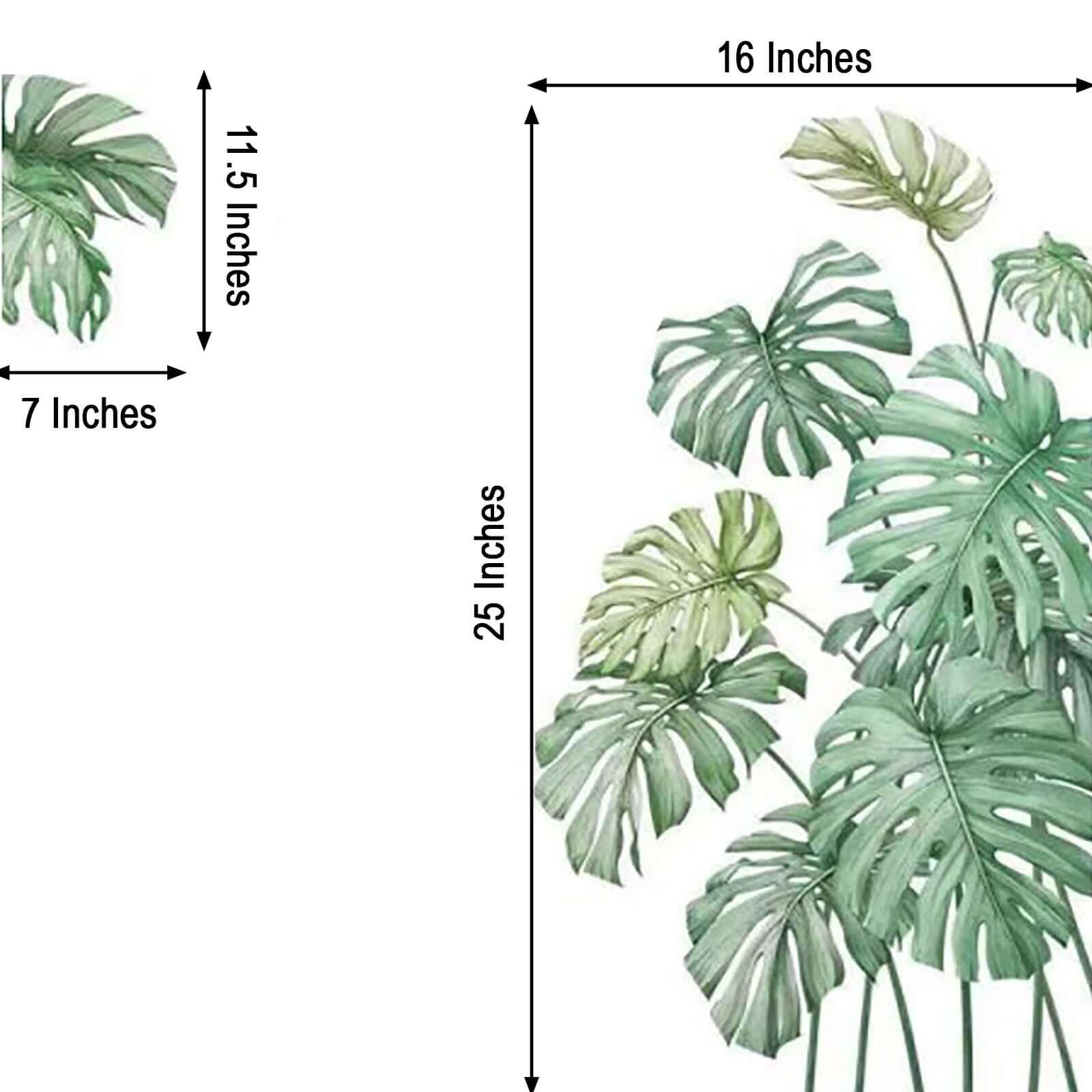 Green Tropical Palm Leaves Wall Decals, Plant Peel Removable Stickers