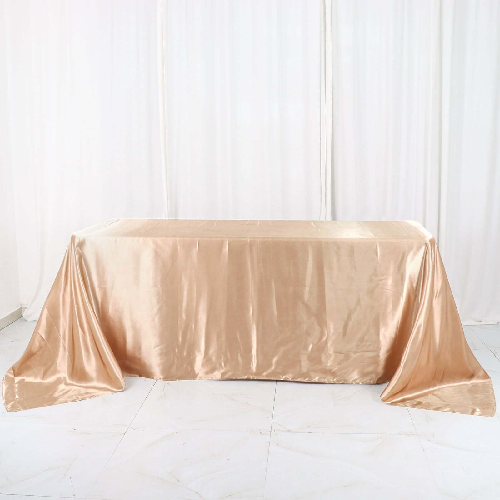 Satin Rectangular 90x132 Tablecloth Nude Satin - Seamless Table Cover