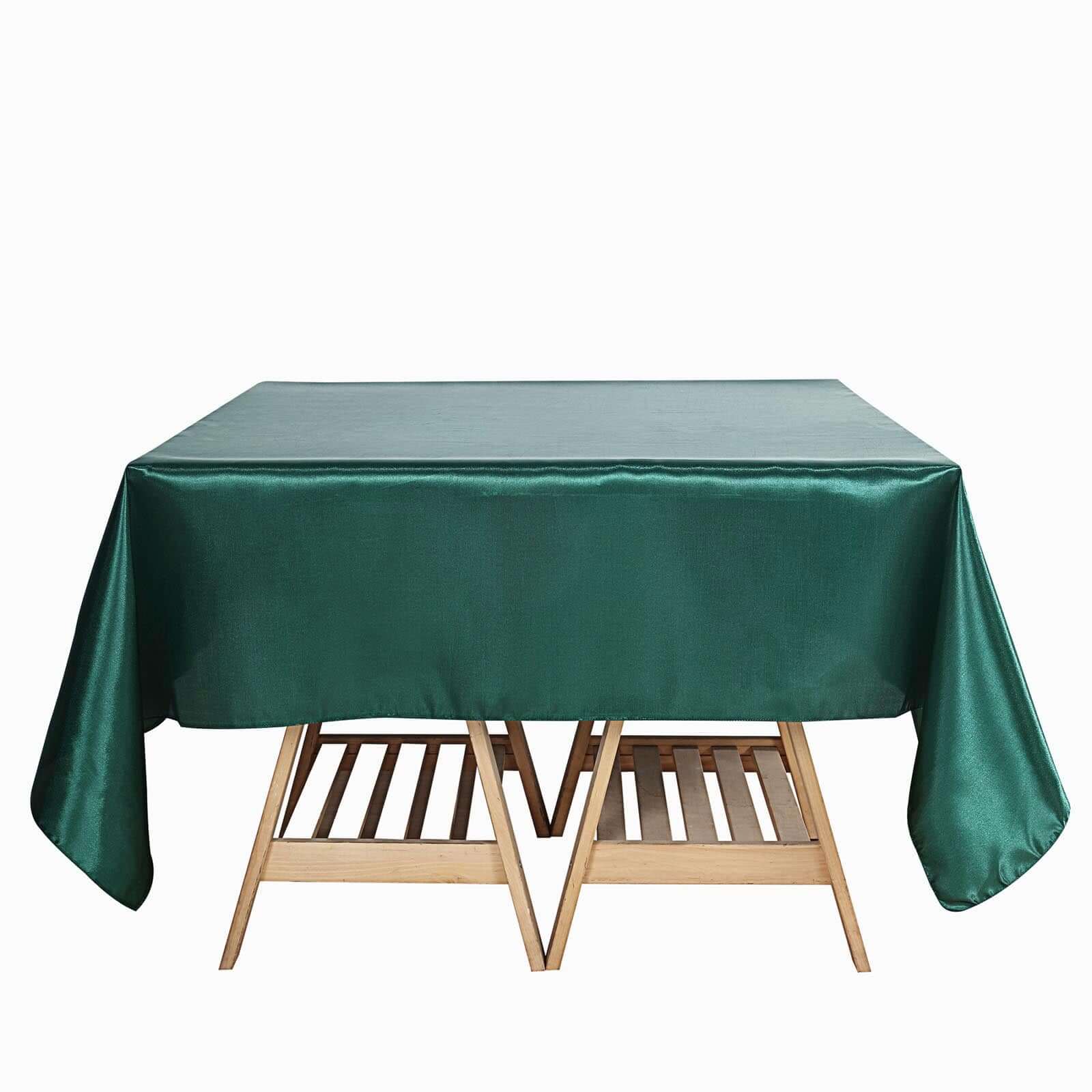 Satin 72x72 Table Overlay Square Tablecloth Hunter Emerald Green - Smooth Finish Table Cover