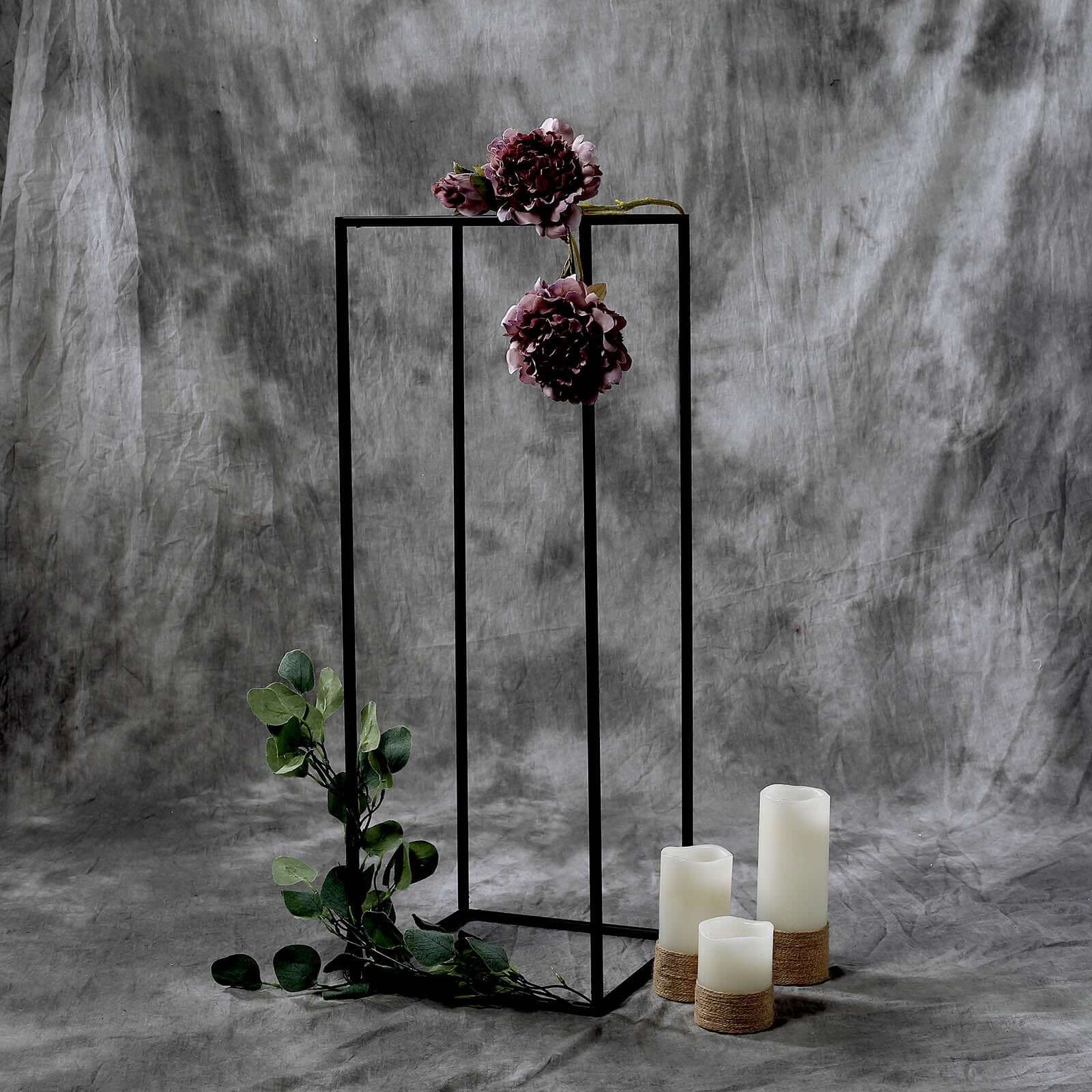 2-Pack Wedding Flower Stand Black Metal Geometric Column Frame Rectangular - Versatile Floral Pedestal for Sophisticated Arrangements 32