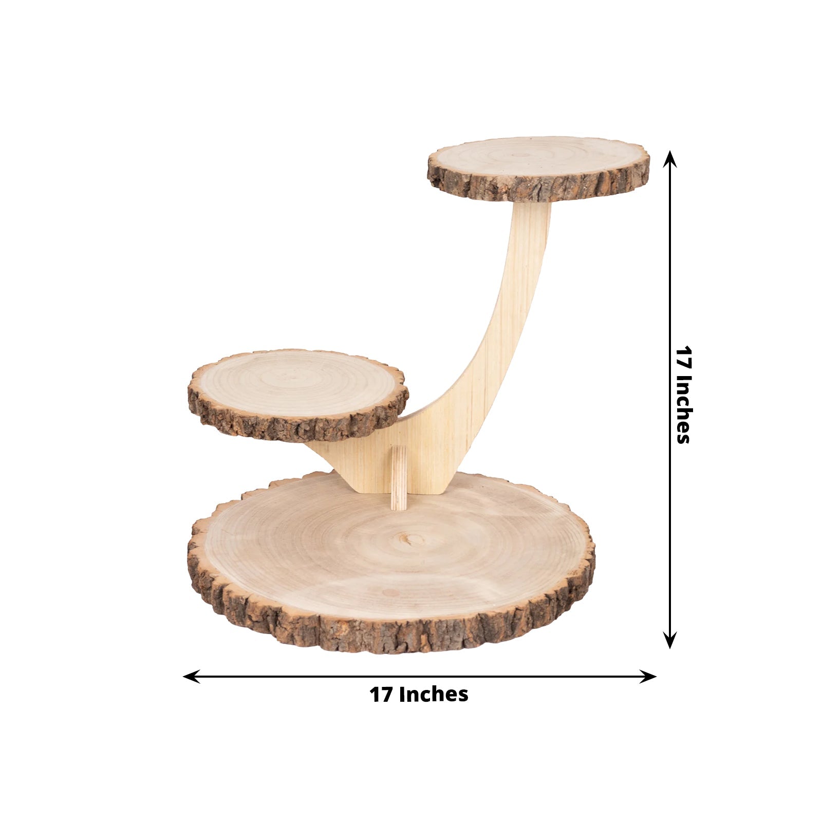 3-Tier Wooden Cupcake Stand Rustic Natural Wood Slice with Tree Branch Style - Farmhouse Dessert Display Cake Holder 17