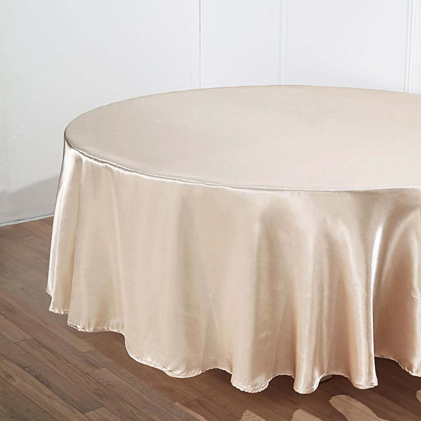 Satin 120 Round Tablecloth Beige - Stylish Seamless Table Cover