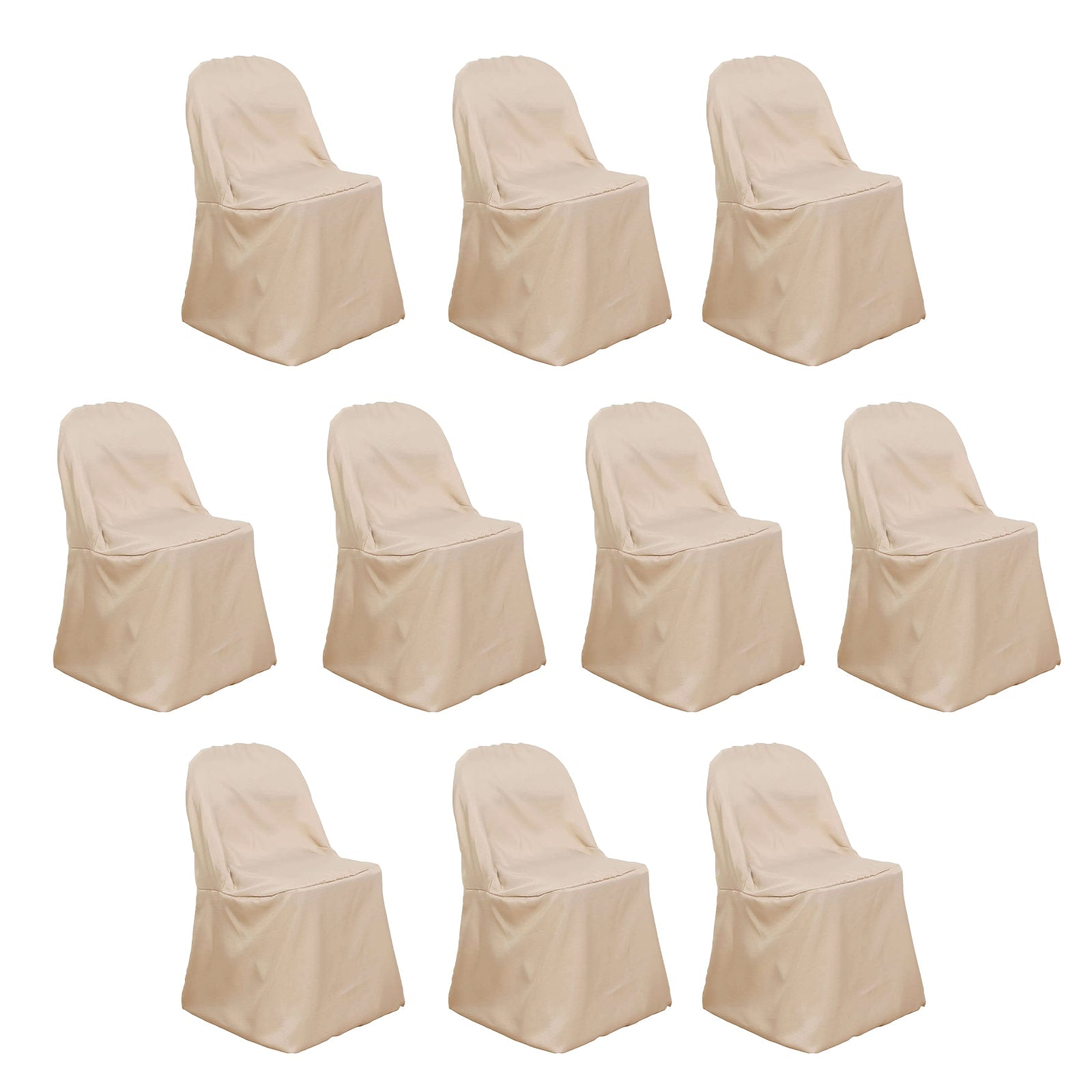 10 Pack Polyester Chair Covers for Folding Chairs Nude - Wrinkle-Free Stain-Resistant Slip-On Slipcovers